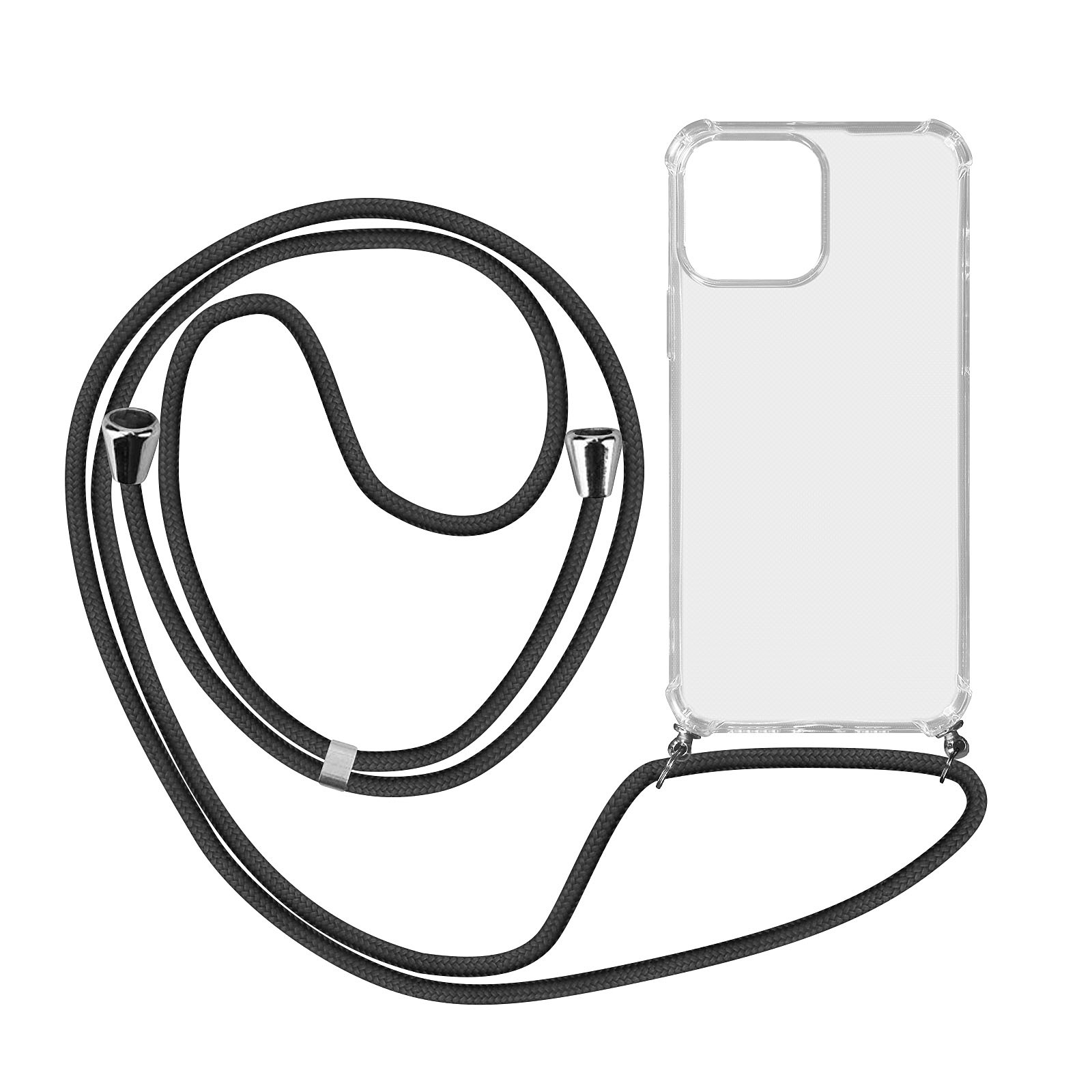 Avizar Coque Cordon Transparente Pour iPhone 13 Mini Lanière Amovible Noir - Coque telephone Avizar