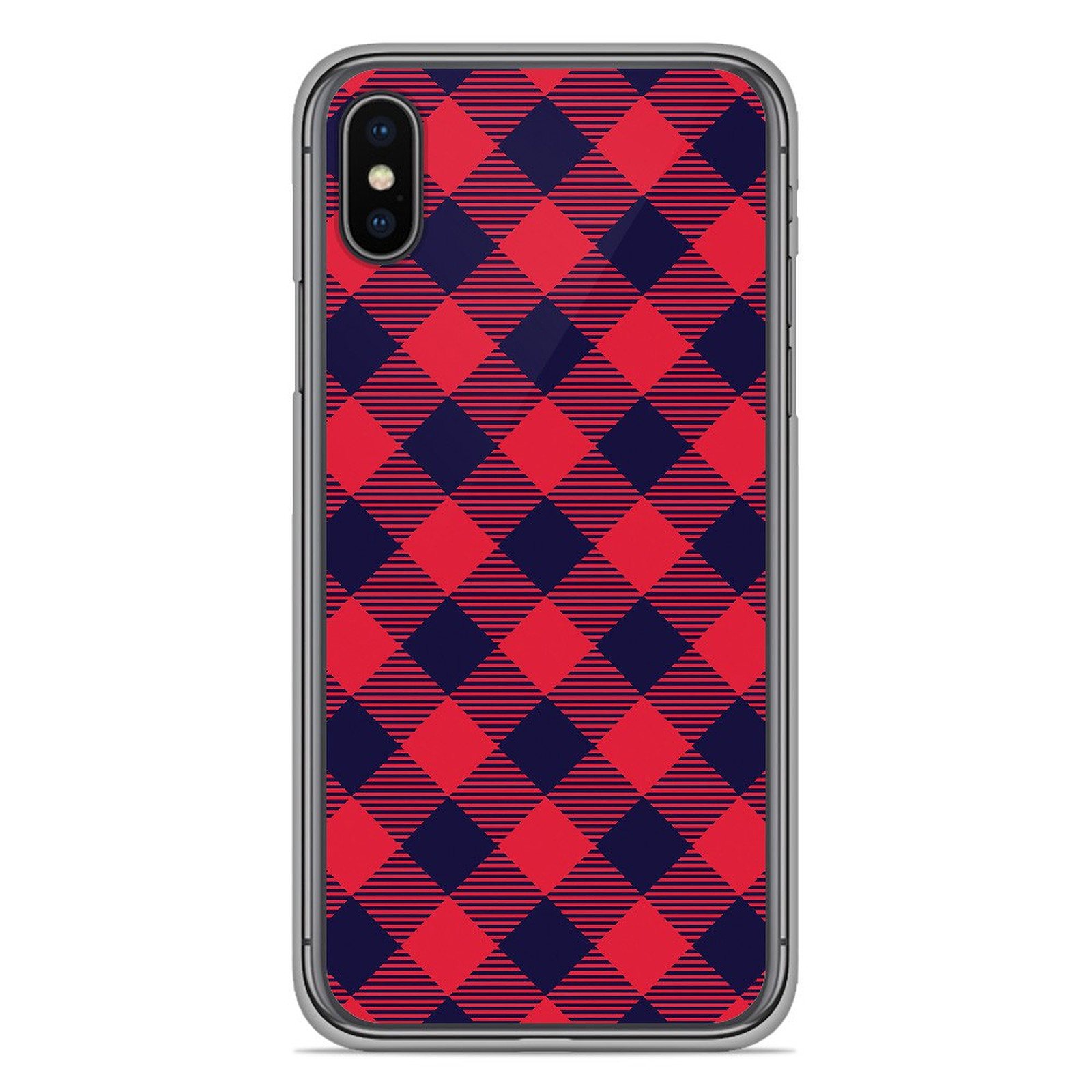 1001 Coques Coque silicone gel Apple iPhone X motif Tartan Rouge - Coque telephone 1001Coques