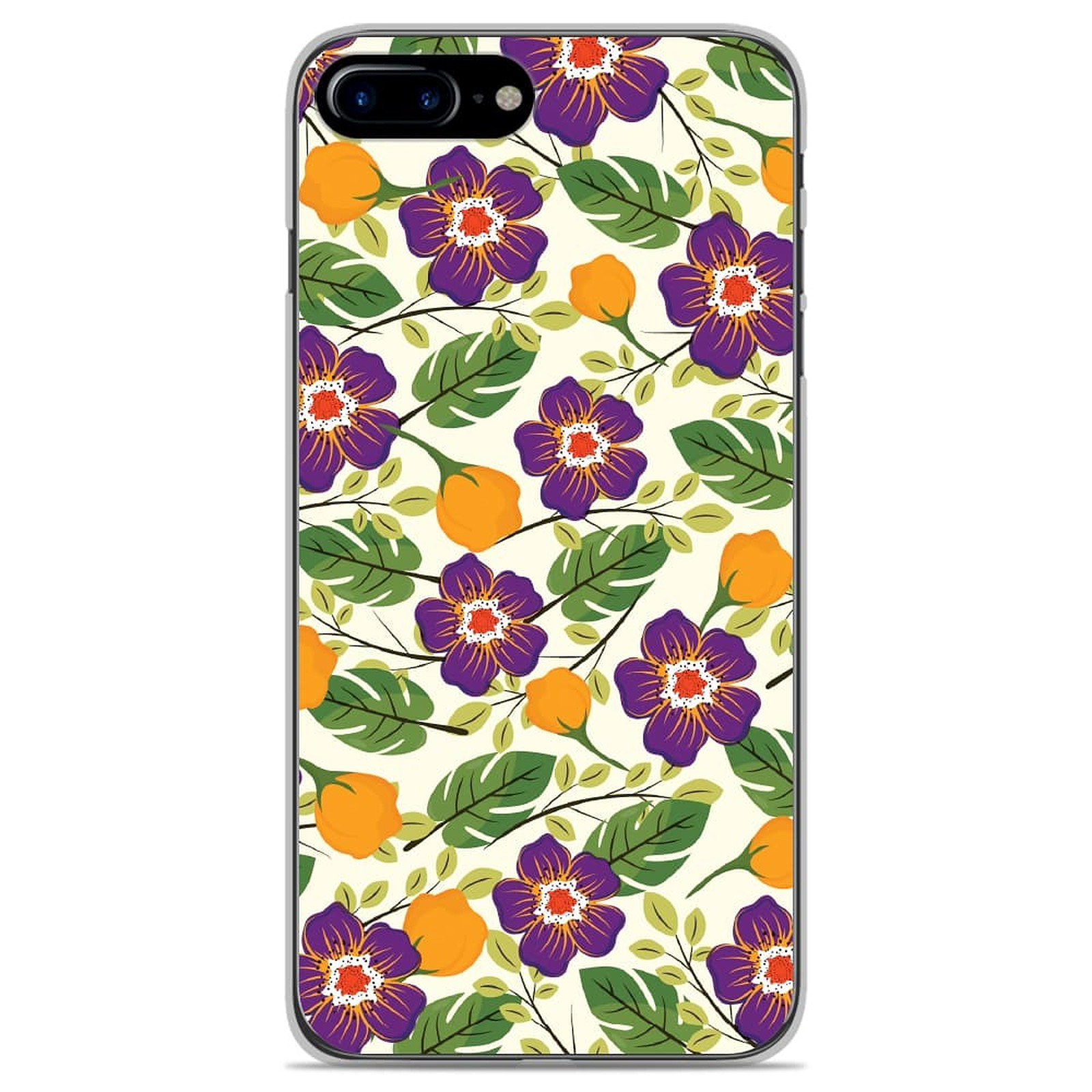 1001 Coques Coque silicone gel Apple iPhone 8 Plus motif Fleurs Violettes - Coque telephone 1001Coques