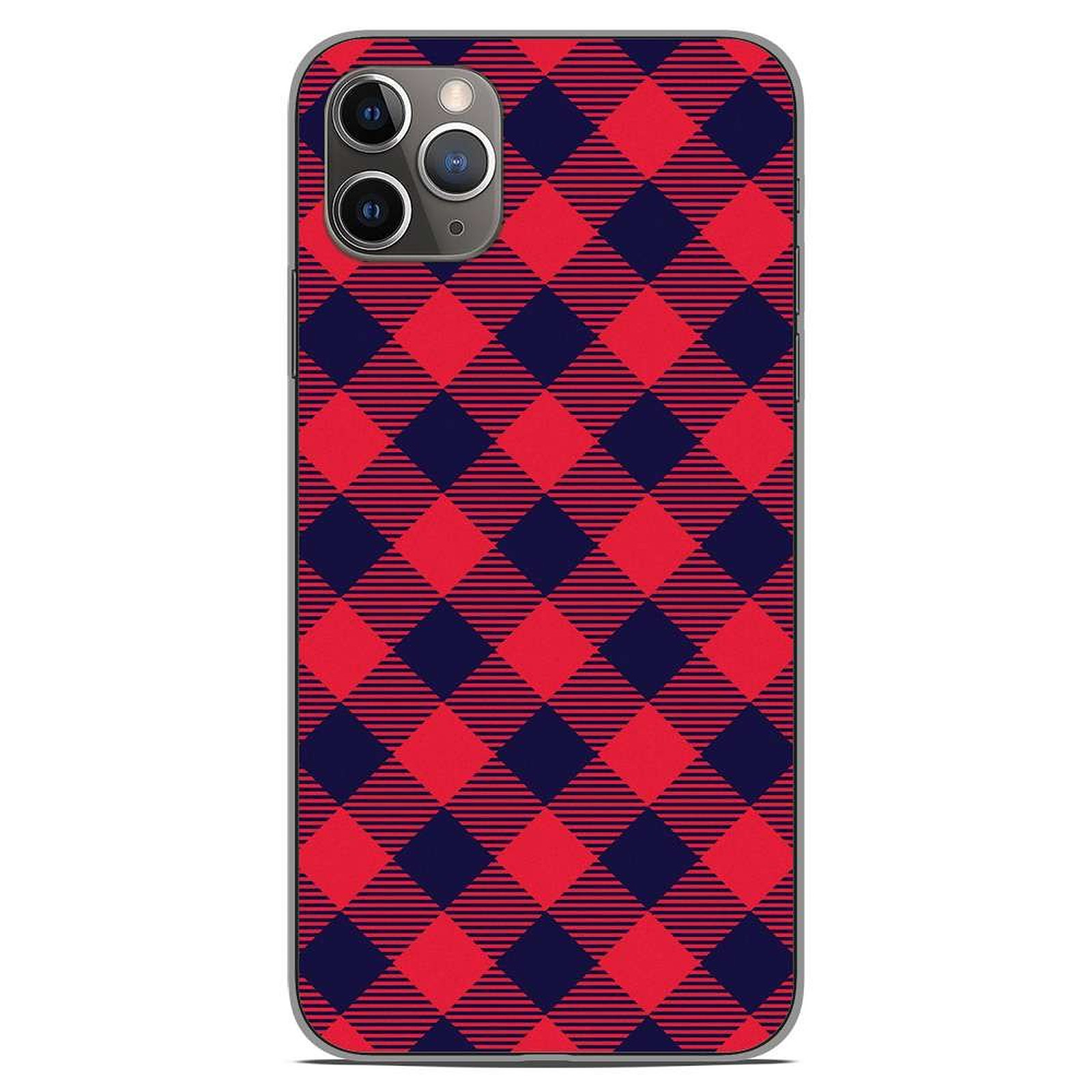 1001 Coques Coque silicone gel Apple iPhone 11 Pro Max motif Tartan Rouge - Coque telephone 1001Coques
