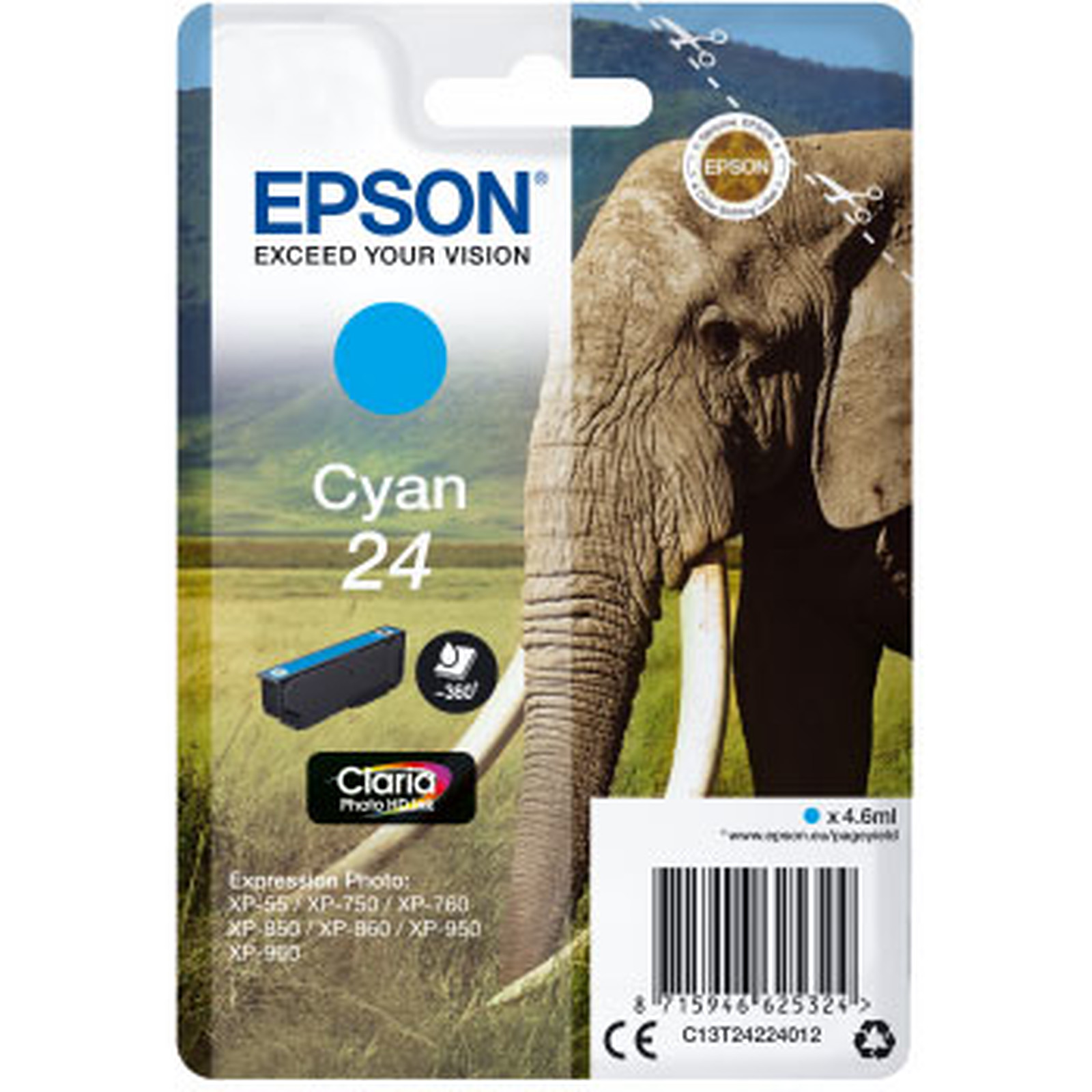 Epson Elephant 24 Cyan - Cartouche imprimante Epson