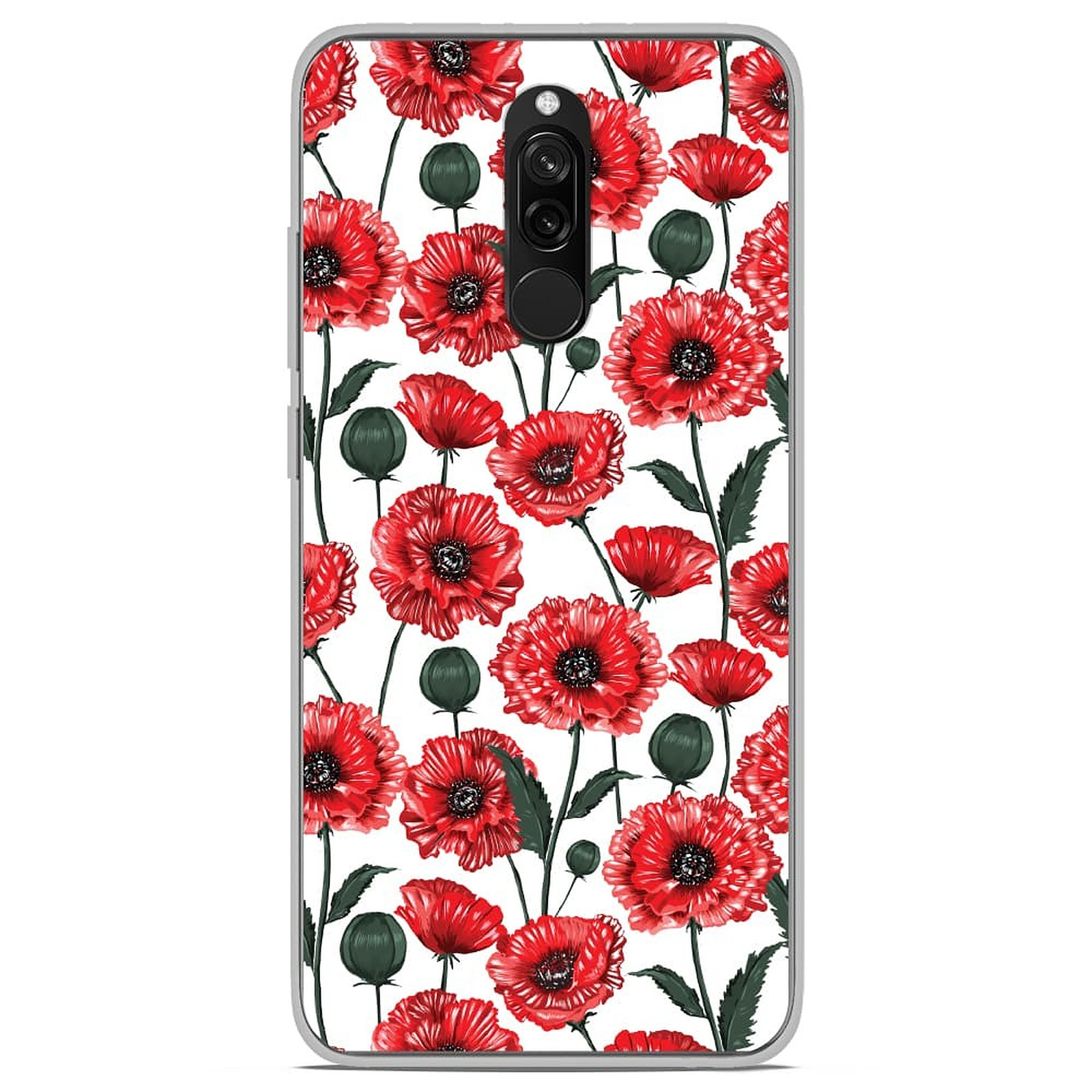 1001 Coques Coque silicone gel Xiaomi Redmi 7 motif Fleurs de Pavot - Coque telephone 1001Coques