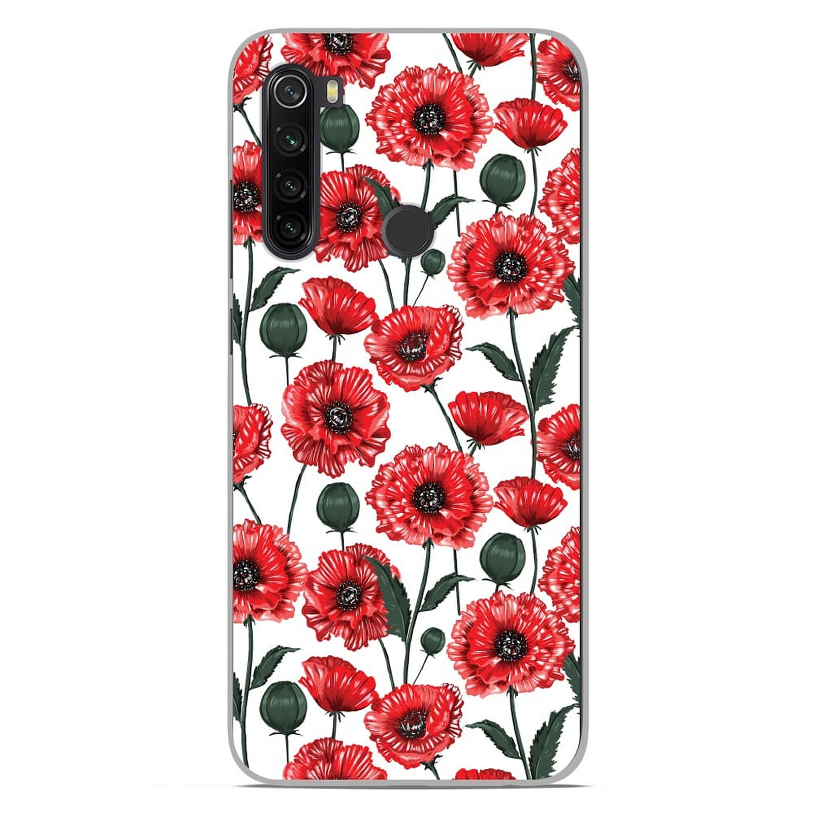 1001 Coques Coque silicone gel Xiaomi Redmi Note 8 motif Fleurs de Pavot - Coque telephone 1001Coques