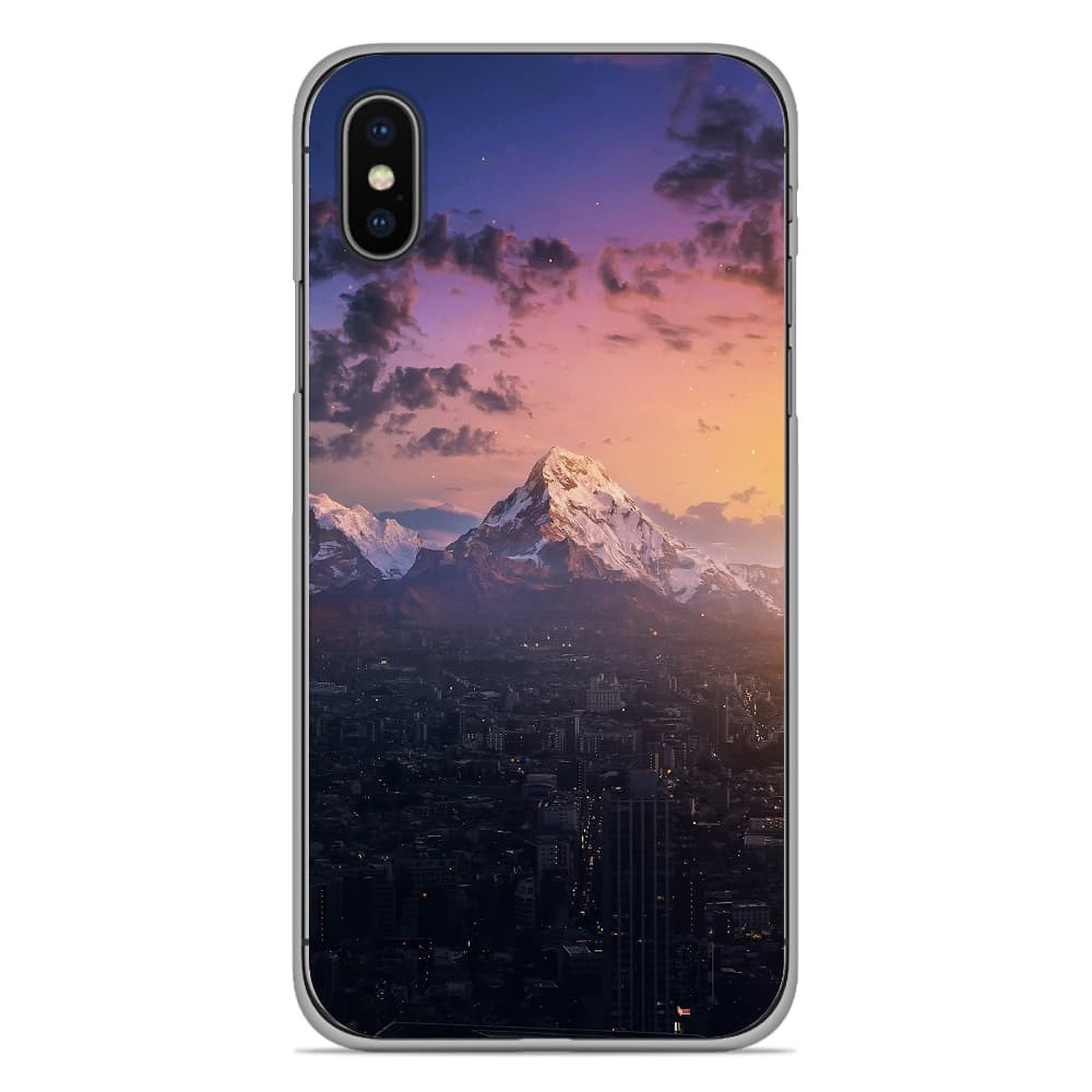 1001 Coques Coque silicone gel Apple iPhone X / XS motif Montagnes urbaines - Coque telephone 1001Coques