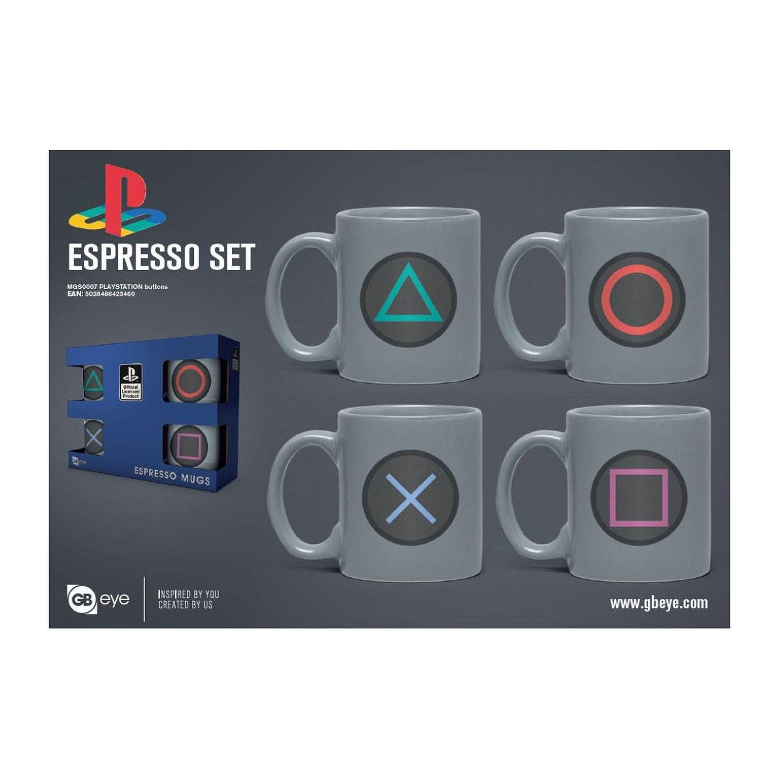 Sony PlayStation - Pack 4 tasses Espresso Buttons - Mugs GB Eye