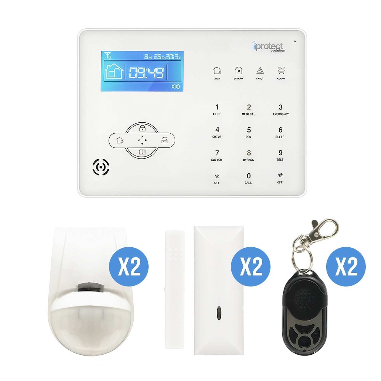 Iprotect - Kit 04 Alarme GSM - IPE-04GSM-NOC1 - Kit alarme iprotect
