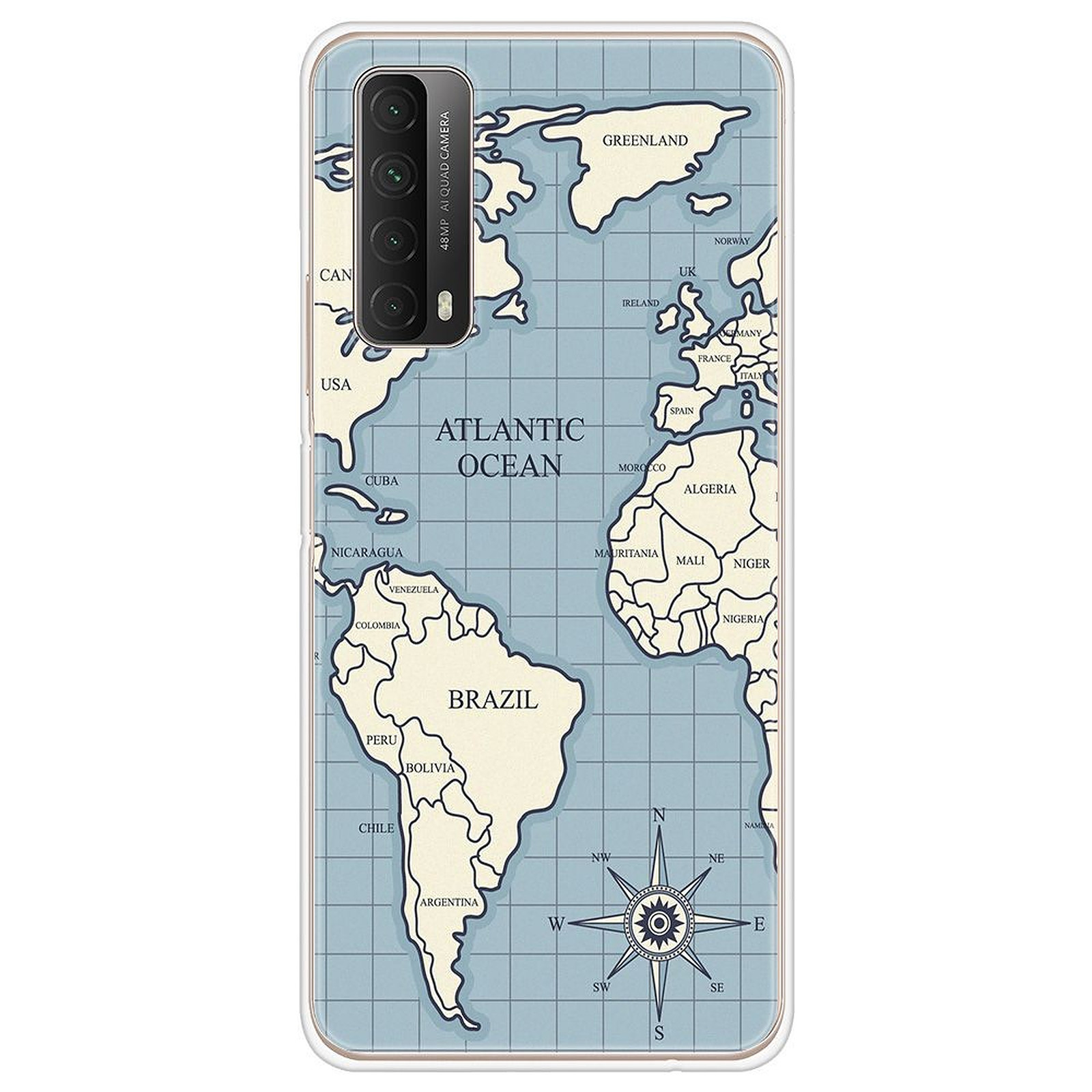 1001 Coques Coque silicone gel Huawei P Smart 2021 motif Map vintage - Coque telephone 1001Coques