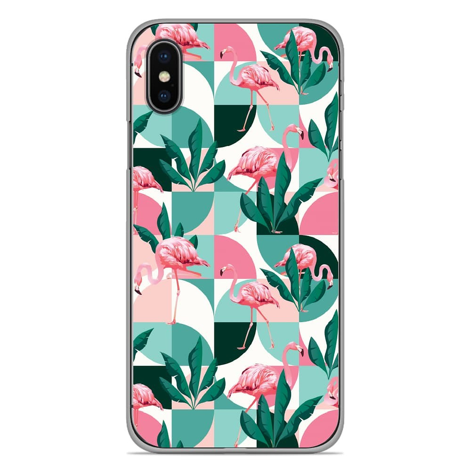 1001 Coques Coque silicone gel Apple iPhone X / XS motif Flamants Roses ge´ome´trique - Coque telephone 1001Coques