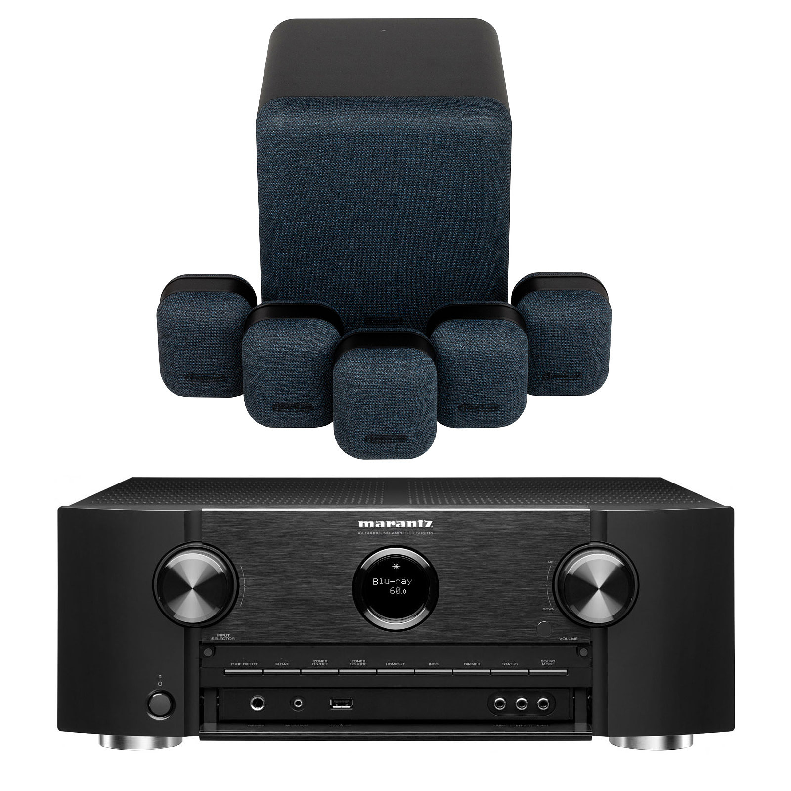 Marantz SR6015 Noir + Monitor Audio MASS 5.1 Noir - Ensemble home cinema Marantz