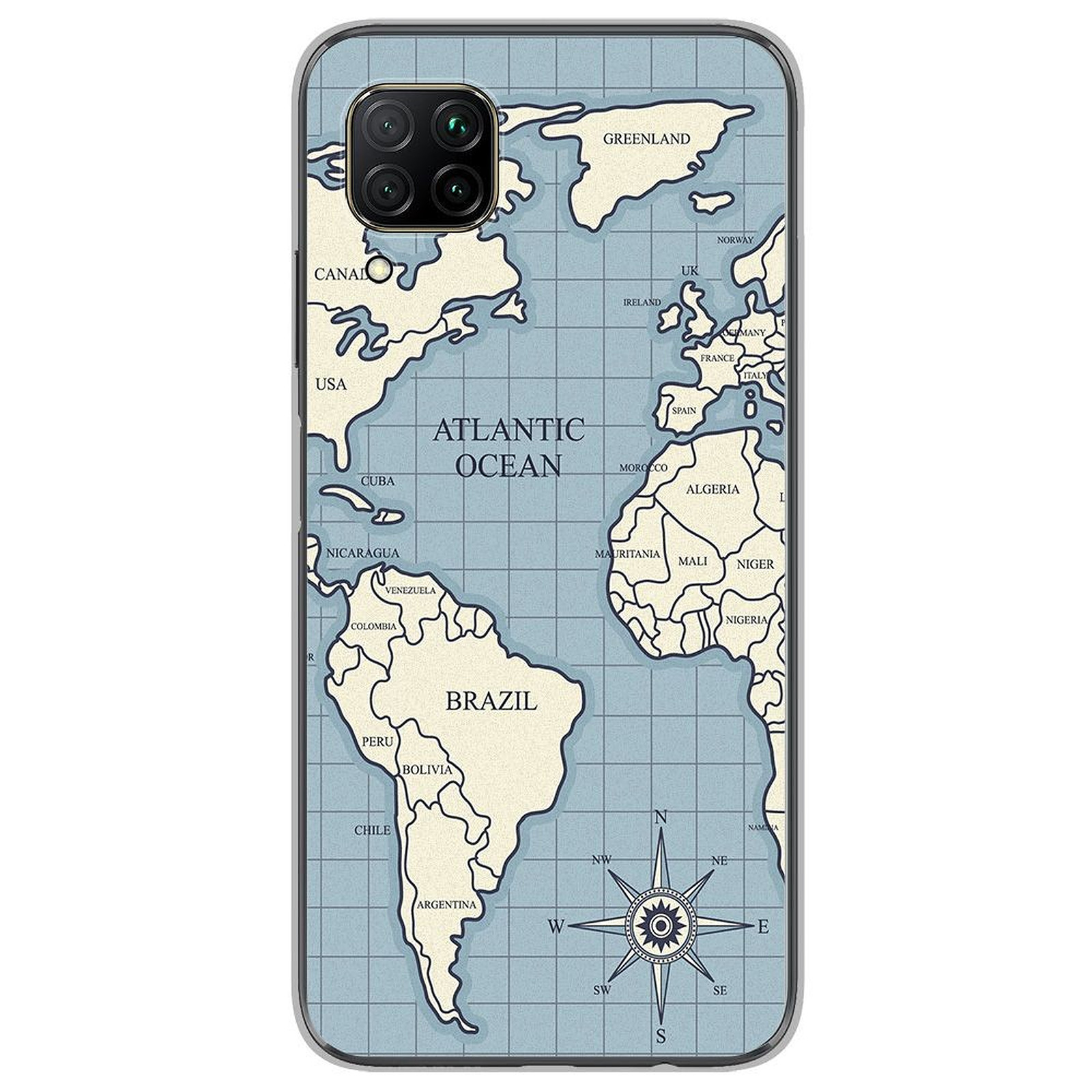 1001 Coques Coque silicone gel Huawei P40 Lite motif Map vintage - Coque telephone 1001Coques