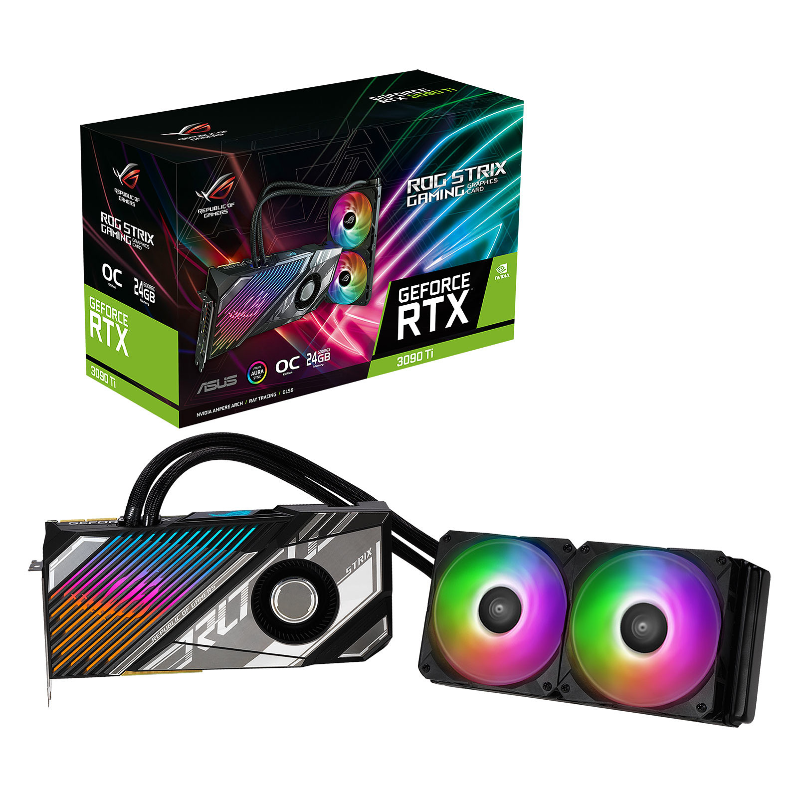 ASUS ROG Strix LC GeForce RTX 3090 Ti OC Edition O24G GAMING - Carte graphique ASUS