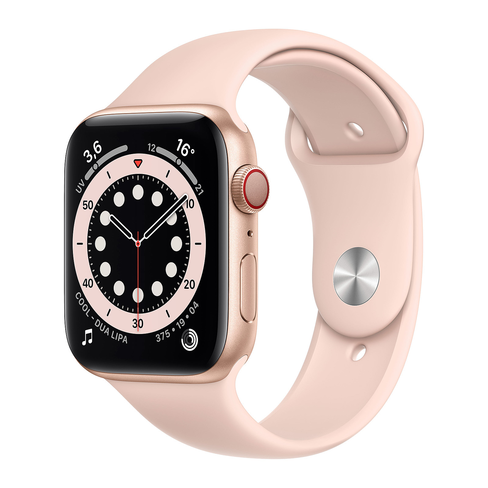 Apple Watch Series 6 GPS Cellular Aluminium Gold Sport Band Pink Sand 44 mm · Reconditionne - Montre connectee Apple
