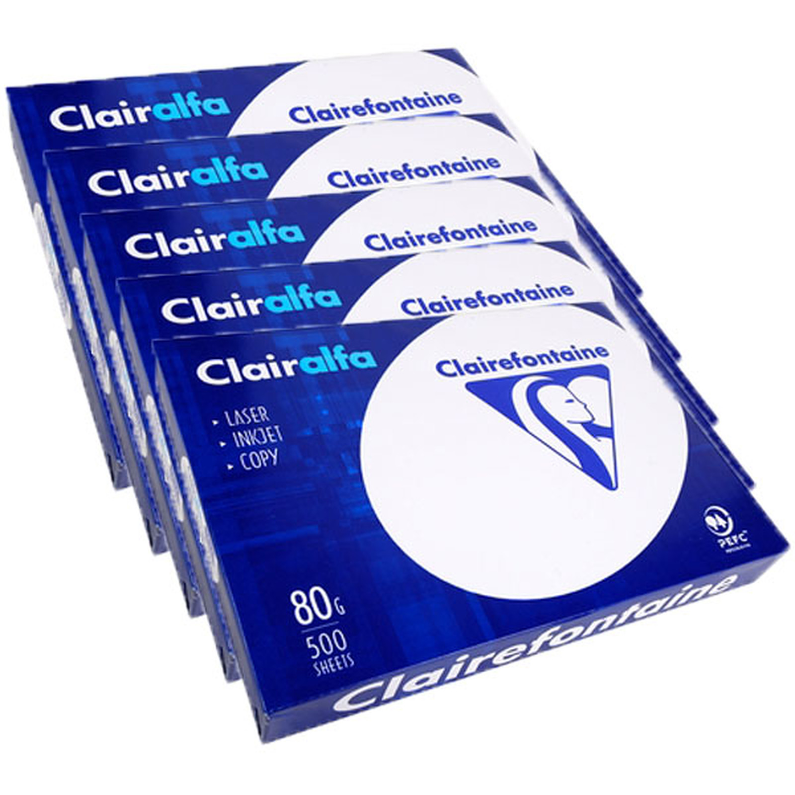 Clairefontaine Clairalfa ramette 500 feuilles A3 80g Blanc X5 - Ramette de papier Clairefontaine