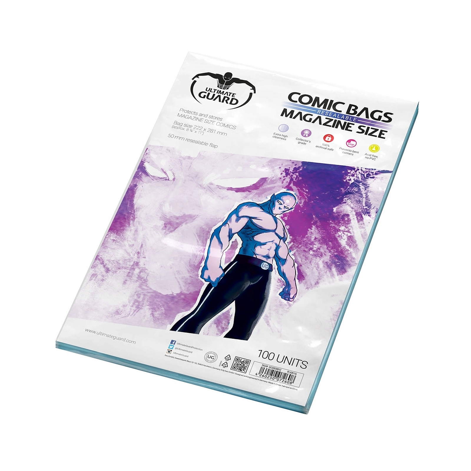 Ultimate Guard - 100 Pochettes Comics refermables format magazine - Accessoire jeux Ultimate Guard