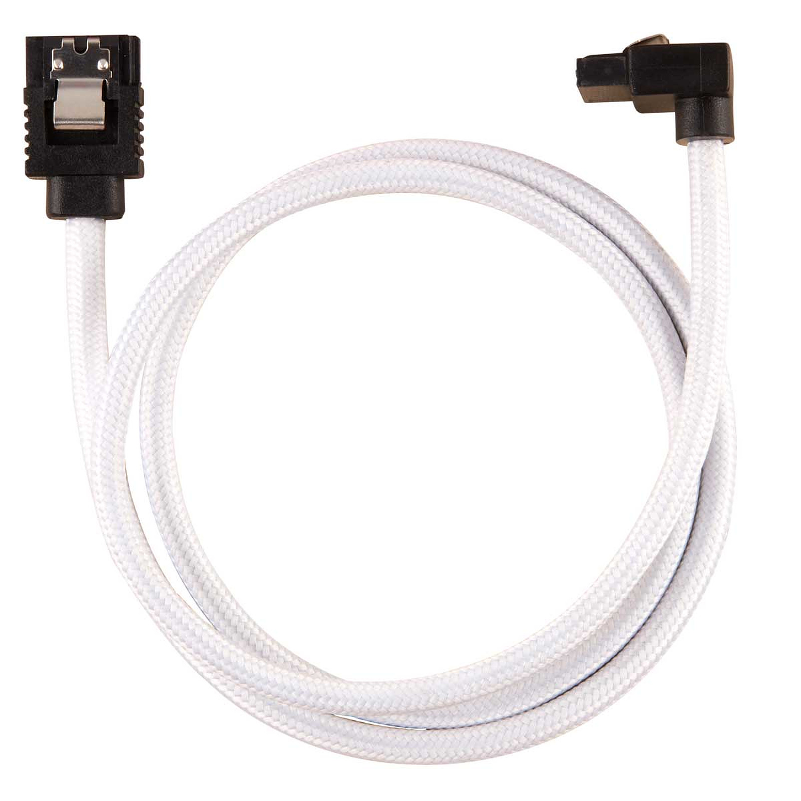Corsair Cable SATA gaine Premium 60 cm connecteur coude (coloris blanc) - Serial ATA Corsair