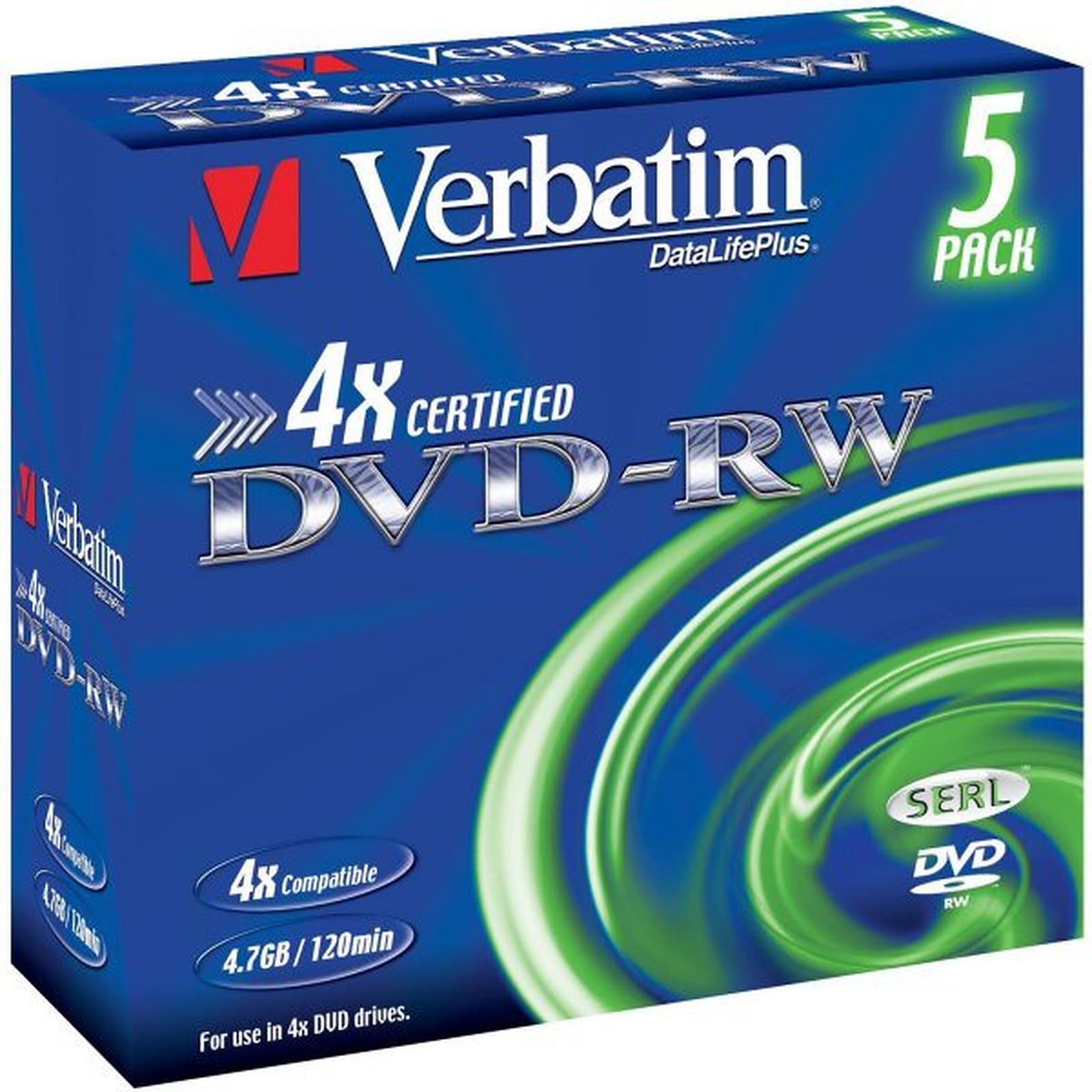 Verbatim DVD-RW 4.7 Go 4x (par 5, boite) - DVD vierge Verbatim