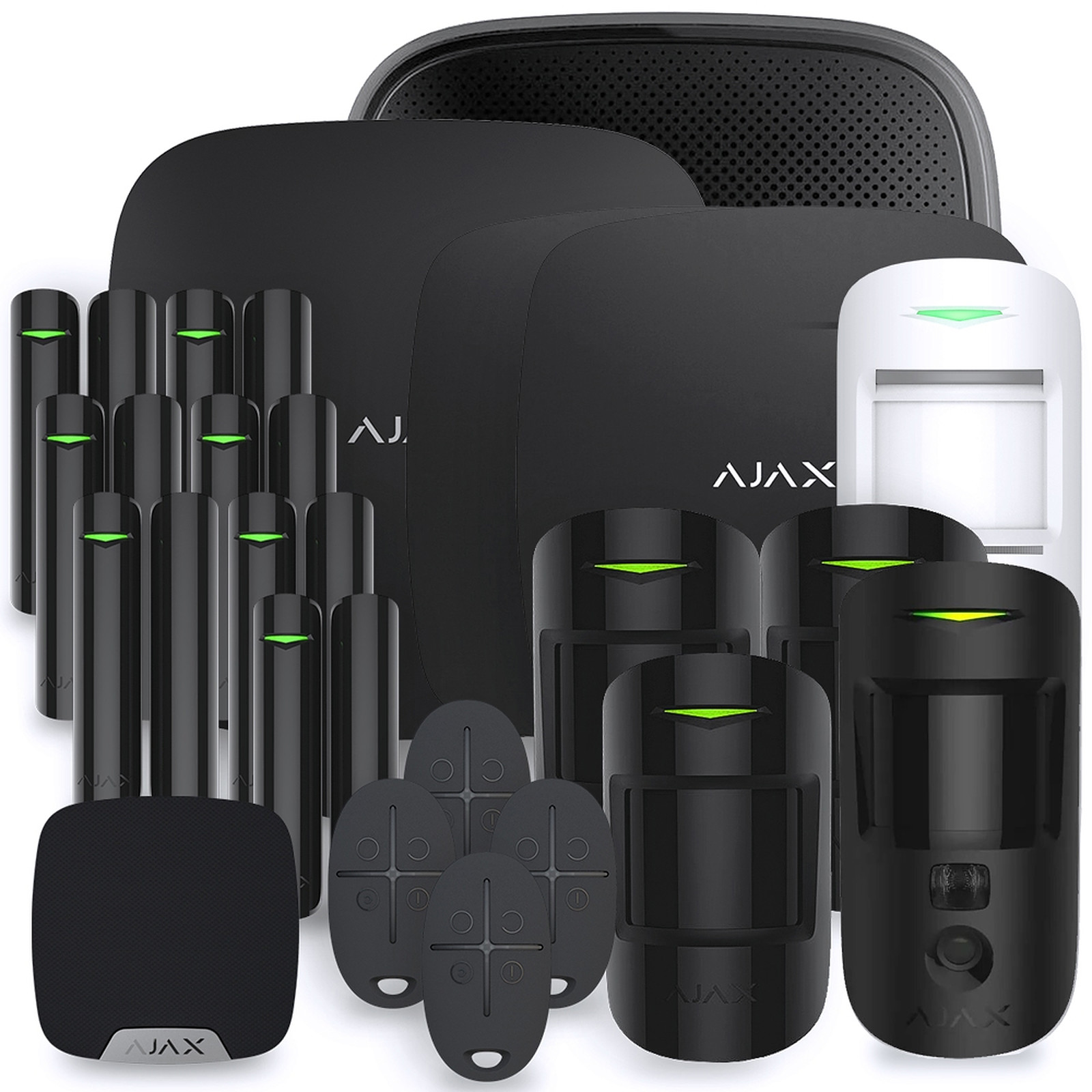 Ajax - AJAX HUB 2 PLUS KIT 12B - Pack Ajax - Alarme maison Hub 2 Plus Noir - Kit 12 - Kit alarme Ajax Systems