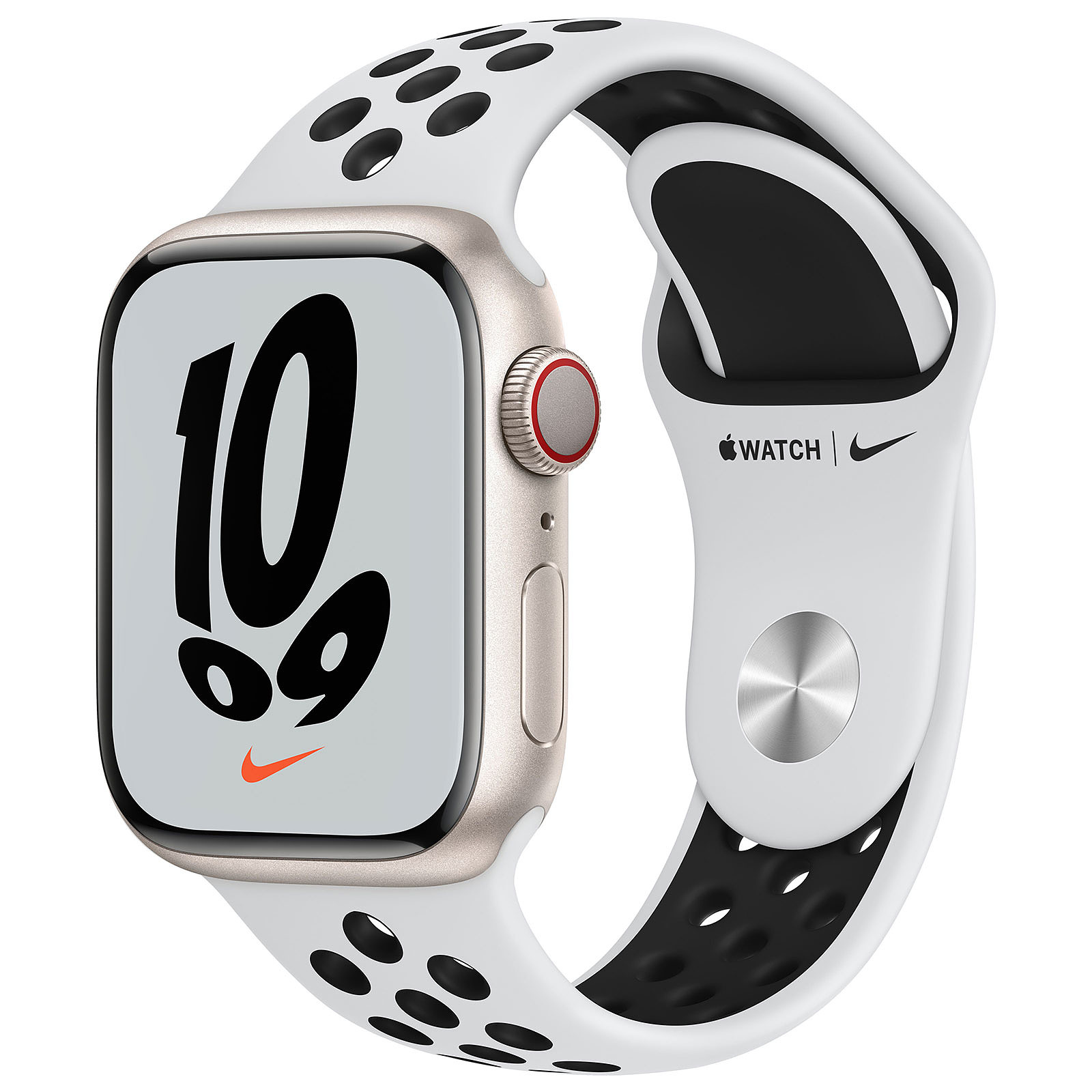 Apple Watch Nike Series 7 GPS + Cellular Aluminium Stellar Light Sport Band 41 mm - Montre connectee Apple
