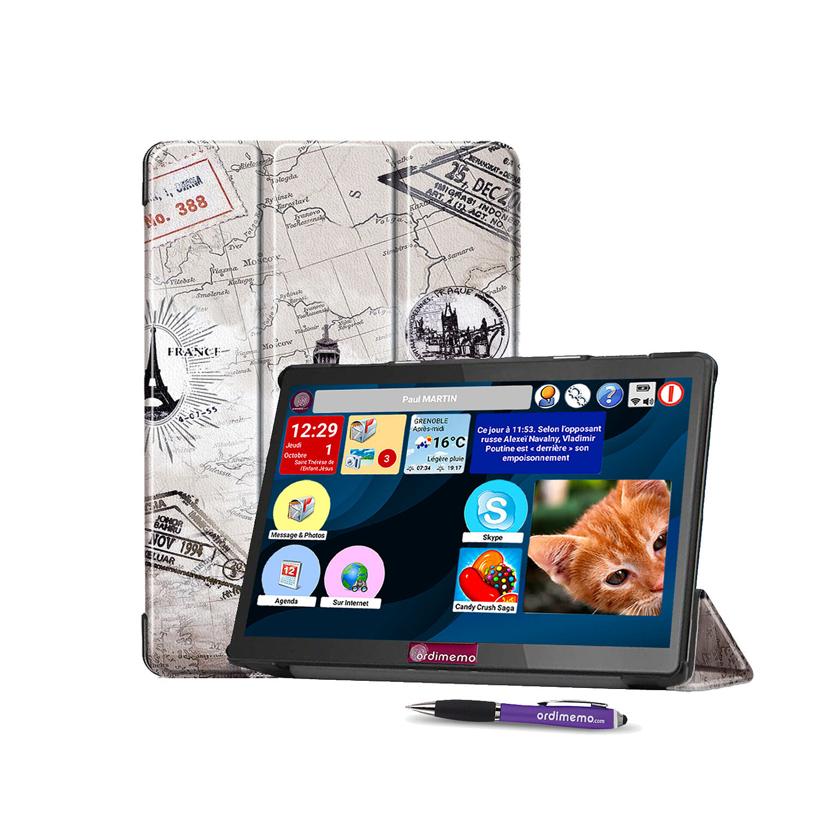 Pack Ordimemo iZitab4 8 MAX HD 8" 2/32 Go WiFi Coque Stylet - Tablette tactile Ordimemo
