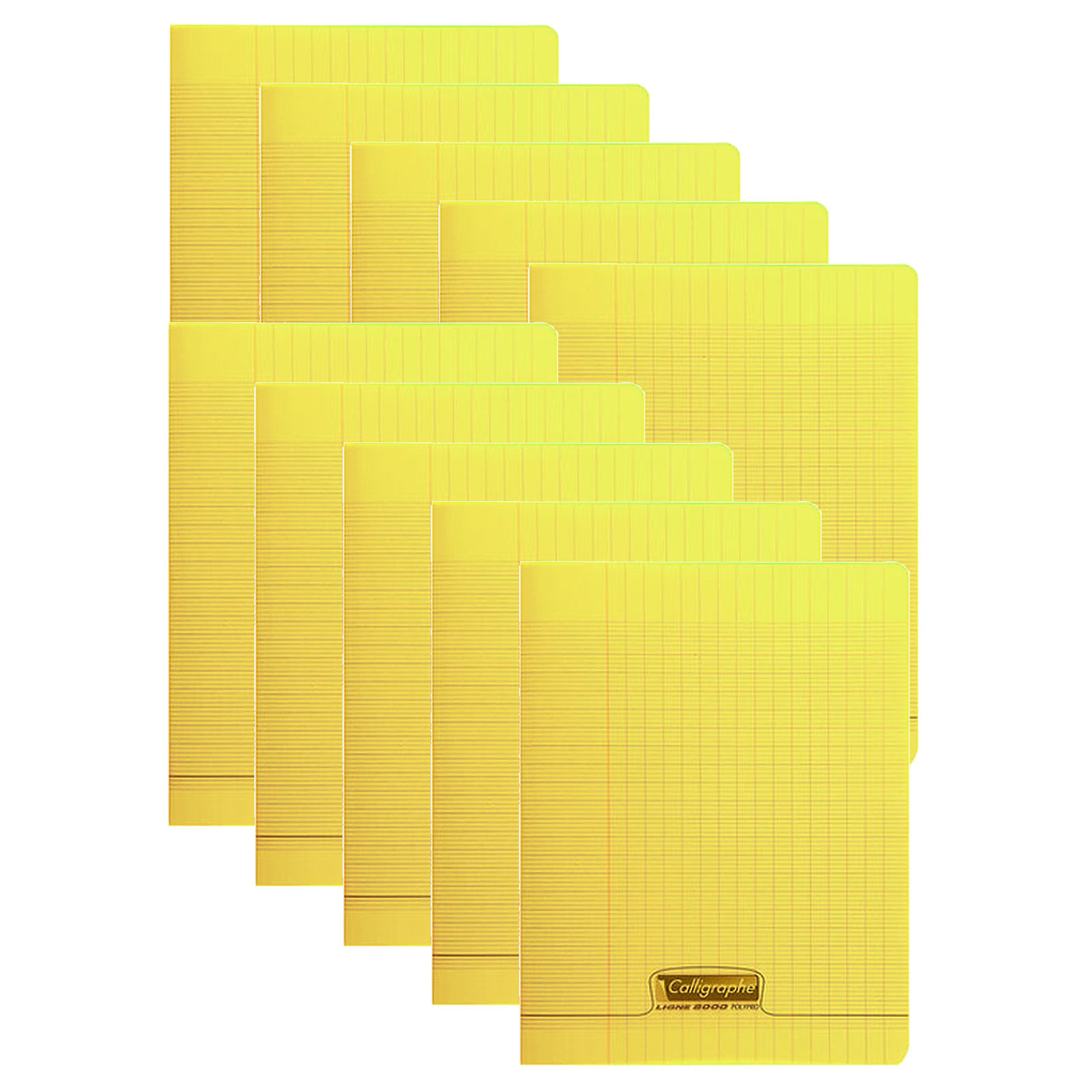 Calligraphe 8000 Polypro Cahier 96 pages 17 x 22 cm seyes grands carreaux Jaune (x10) - Cahier Calligraphe