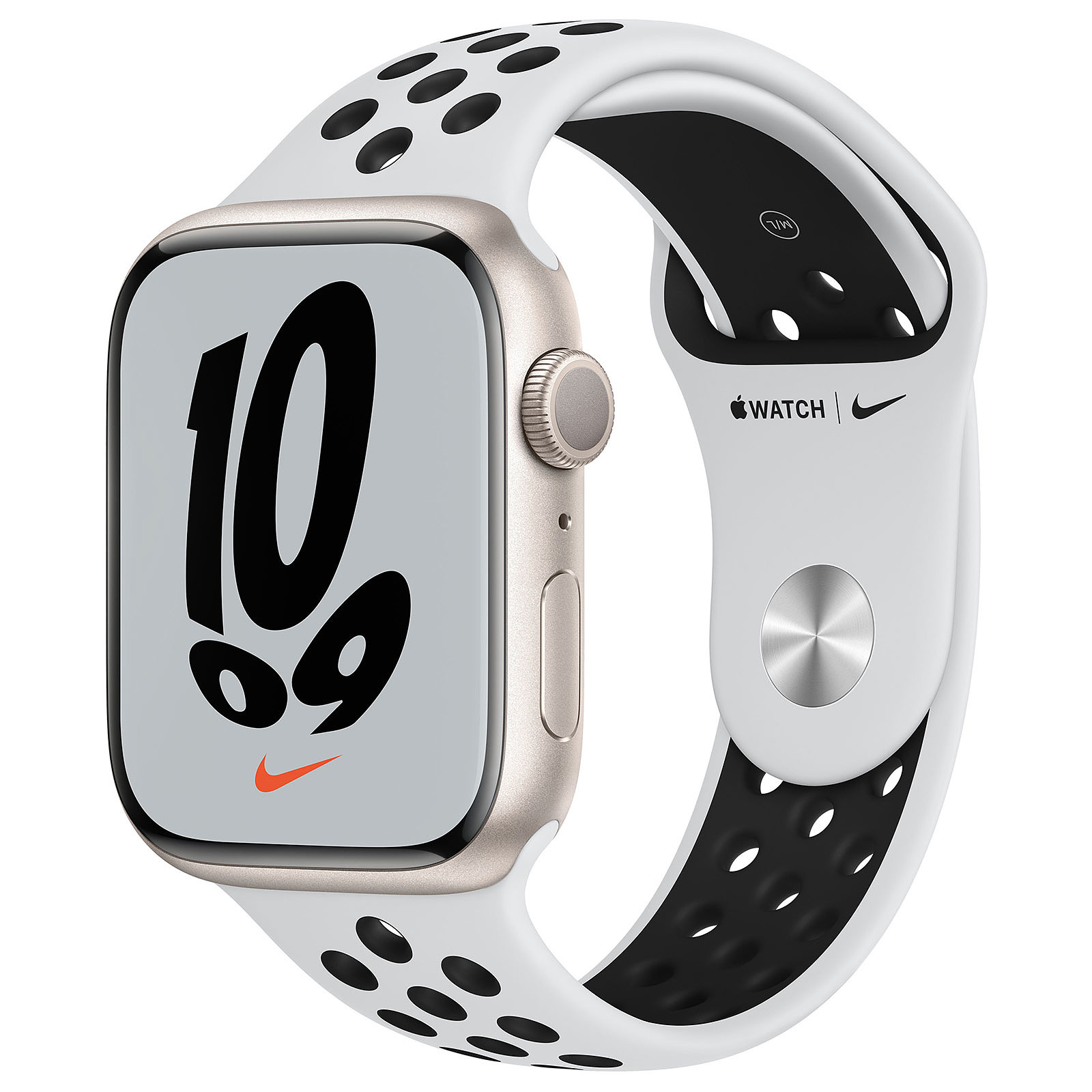 Apple Watch Nike Series 7 GPS Aluminium Lumière Stellaire Bracelet Sport 45 mm - Montre connectee Apple