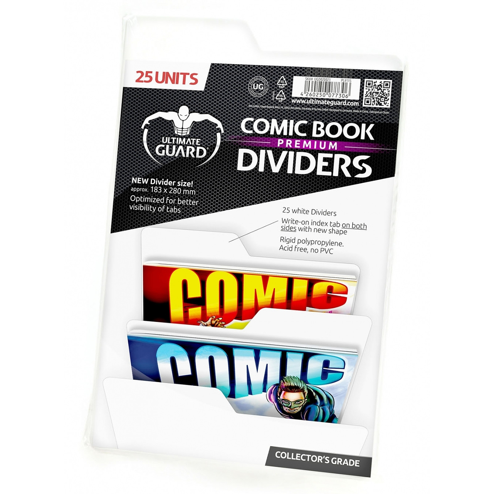 Ultimate Guard - 25 intercalaires pour Comics Premium Comic Book Dividers Blanc - Accessoire jeux Ultimate Guard