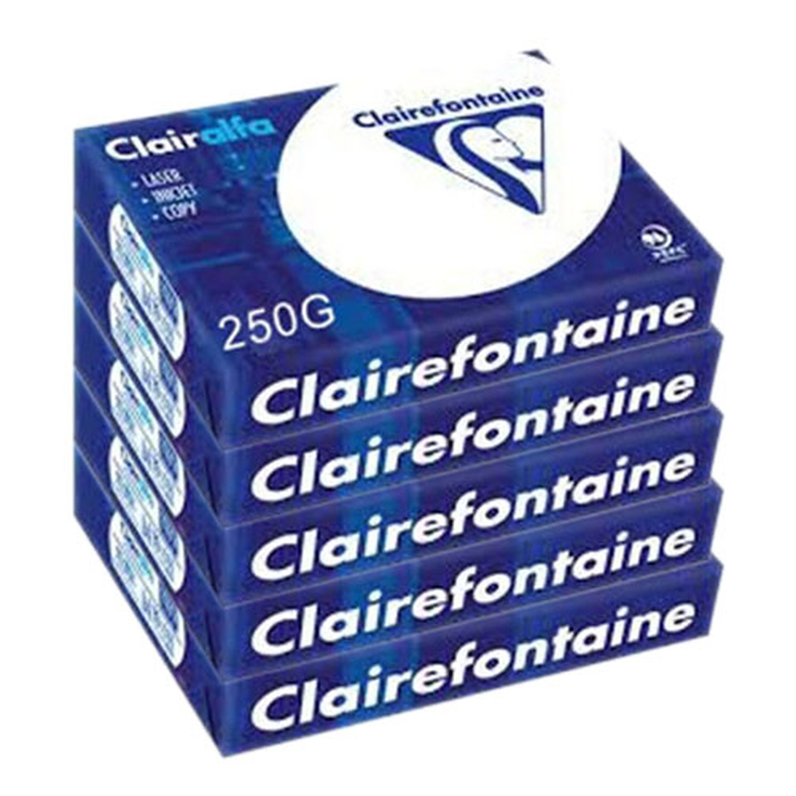 Clairefontaine Clairalfa A4 250g ramette 125 feuilles Blanc X5 - Ramette de papier Clairefontaine