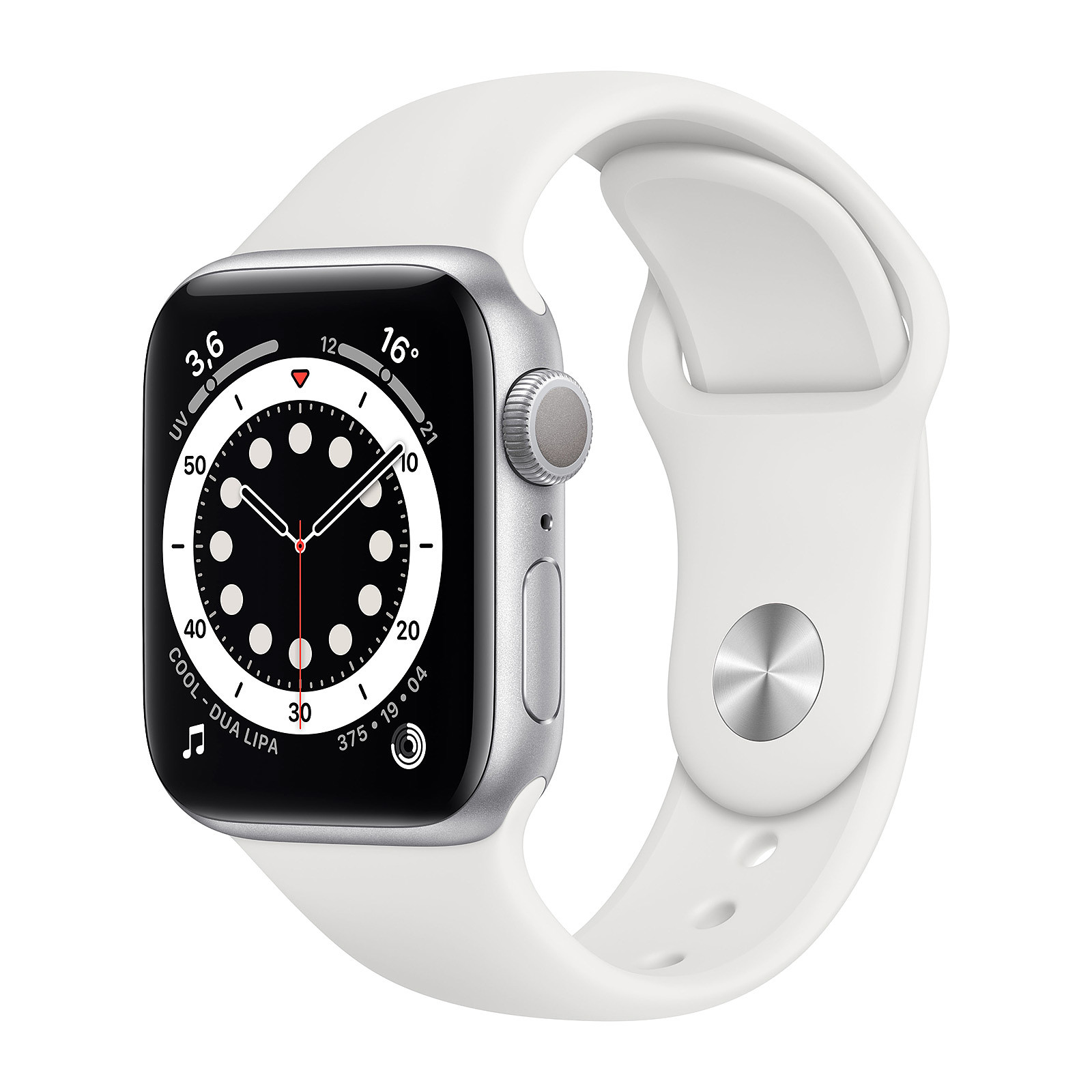 Apple Watch Series 6 GPS Aluminium Silver Sport Band White 40 mm - Montre connectee Apple