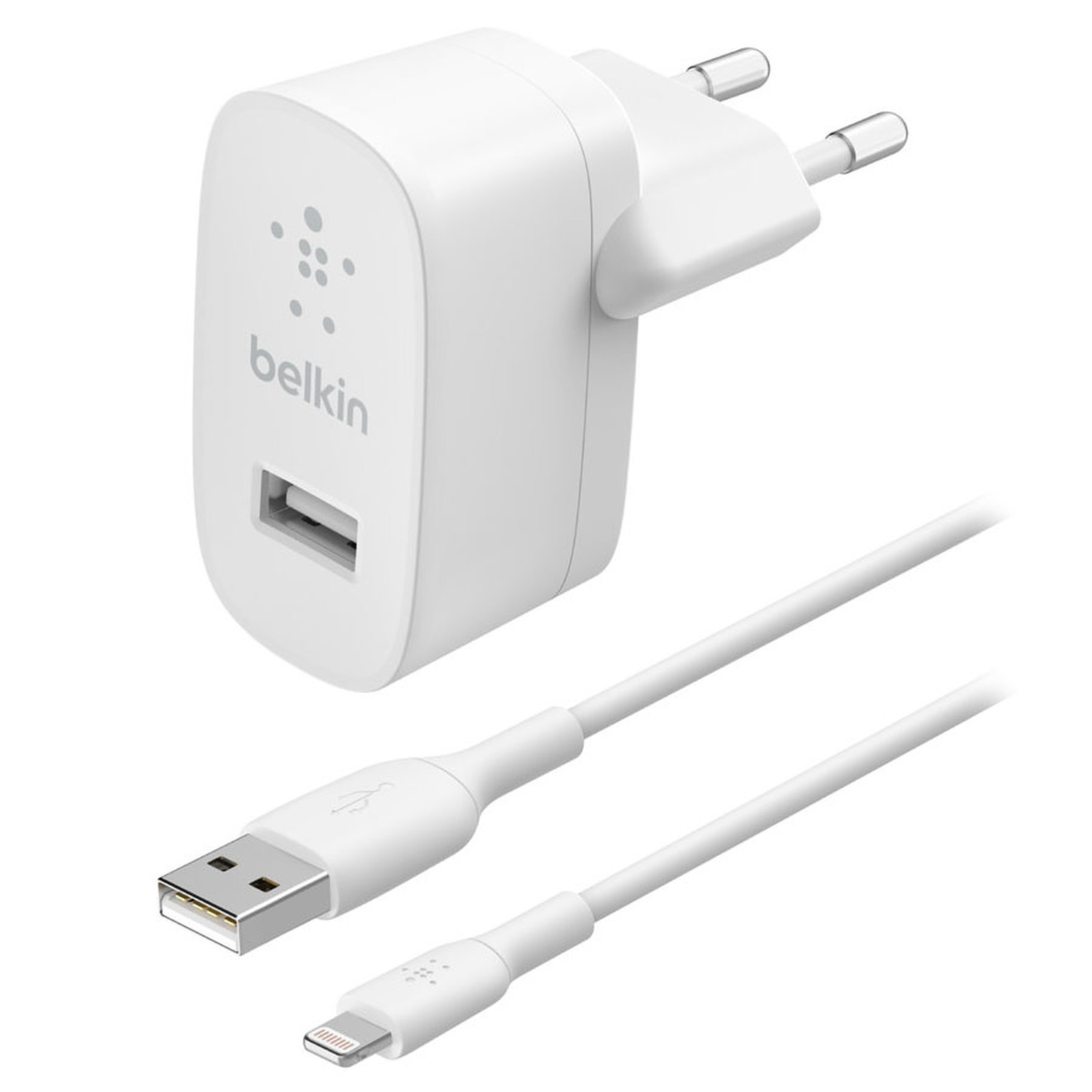 Belkin Chargeur secteur USB-A Boost Charge 12 W + cable Lightning vers USB-A (Blanc) - Chargeur telephone Belkin
