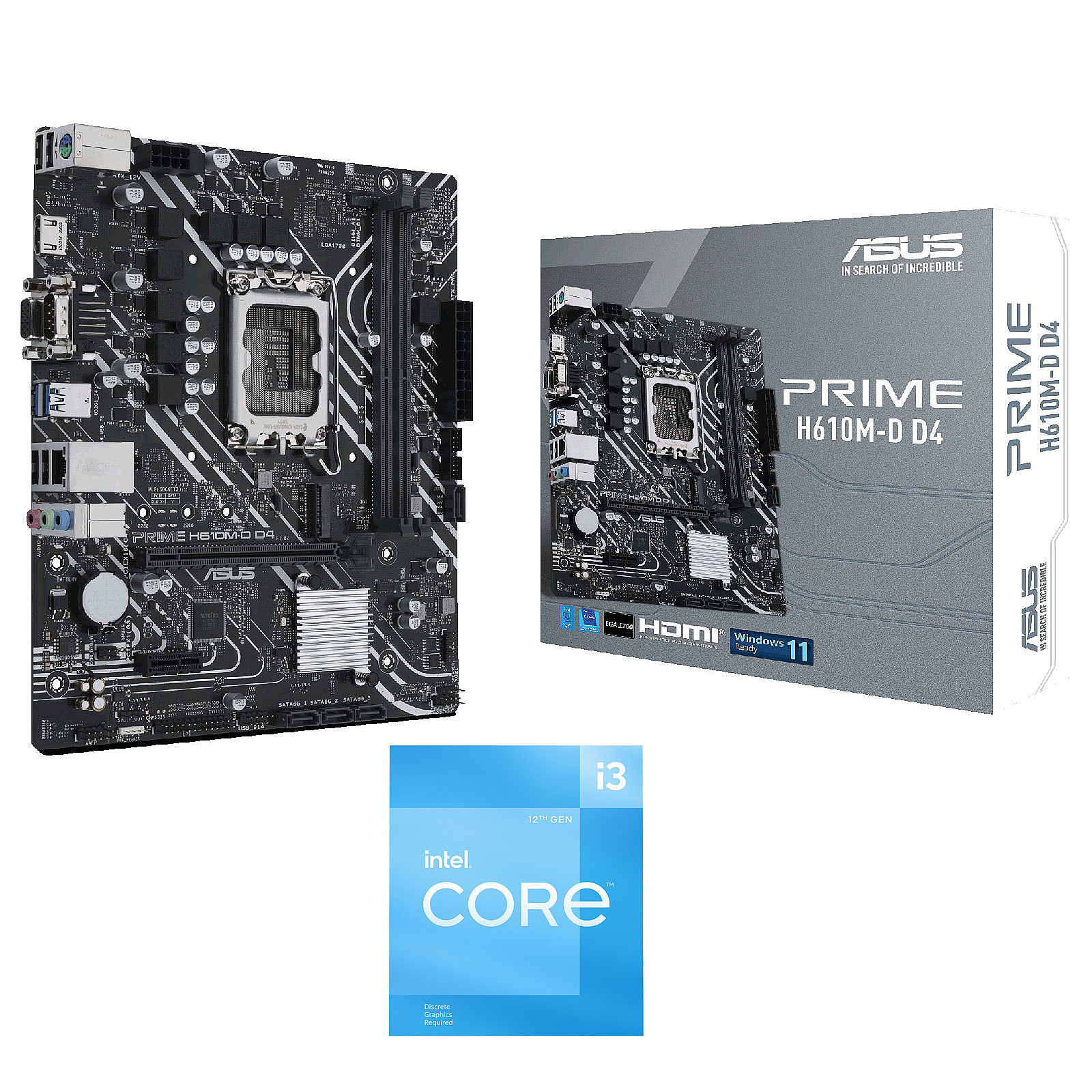 Kit Upgrade PC Core Intel Core i3-12100F ASUS PRIME H610M-D D4 - Kit upgrade PC ASUS