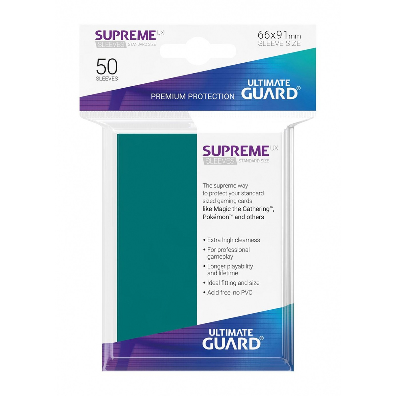 Ultimate Guard - 50 pochettes Supreme UX Sleeves taille standard Bleu Petrole - Accessoire jeux Ultimate Guard