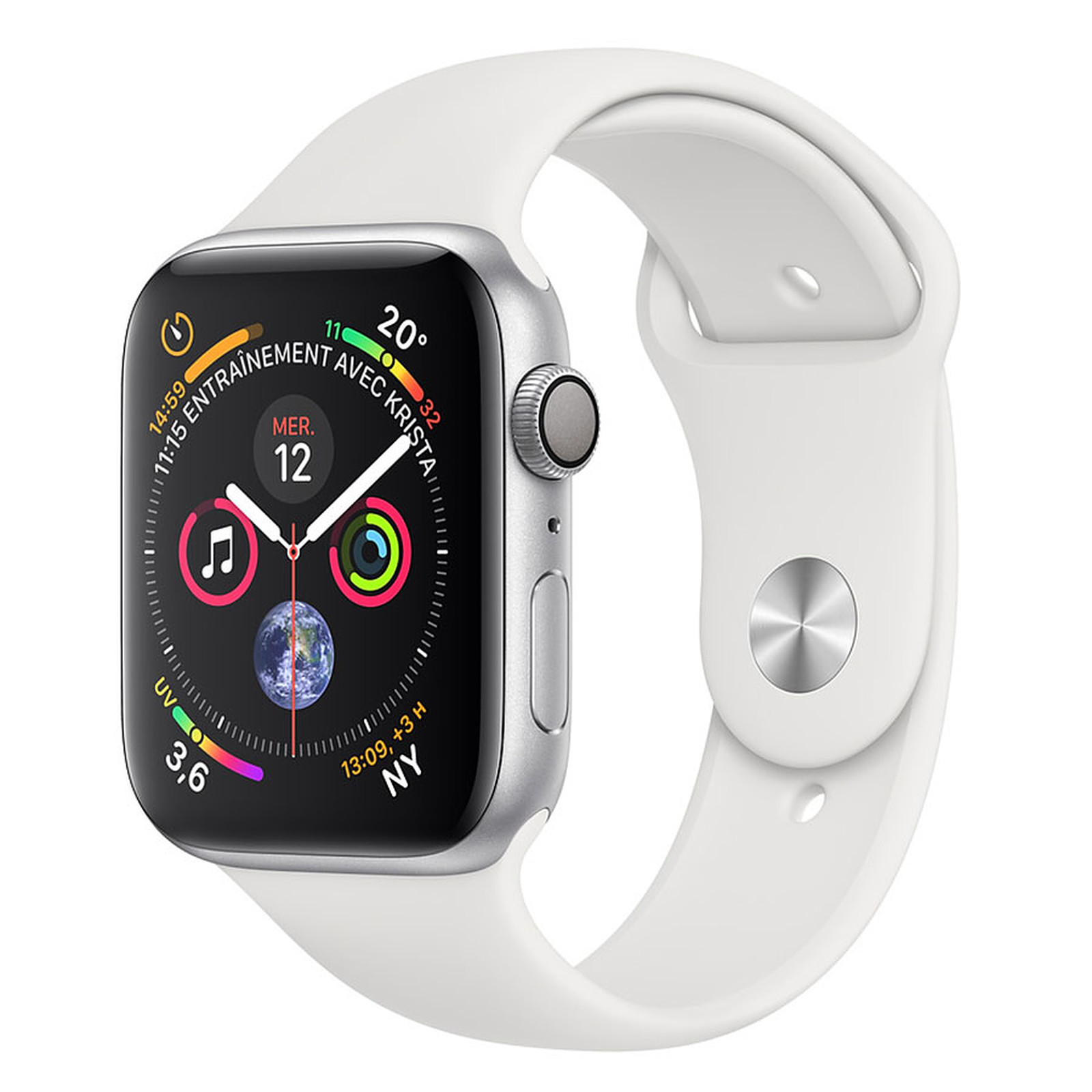 Apple Watch Series 4 GPS Aluminium Argent Sport Blanc 44 mm · Reconditionne - Montre connectee Apple