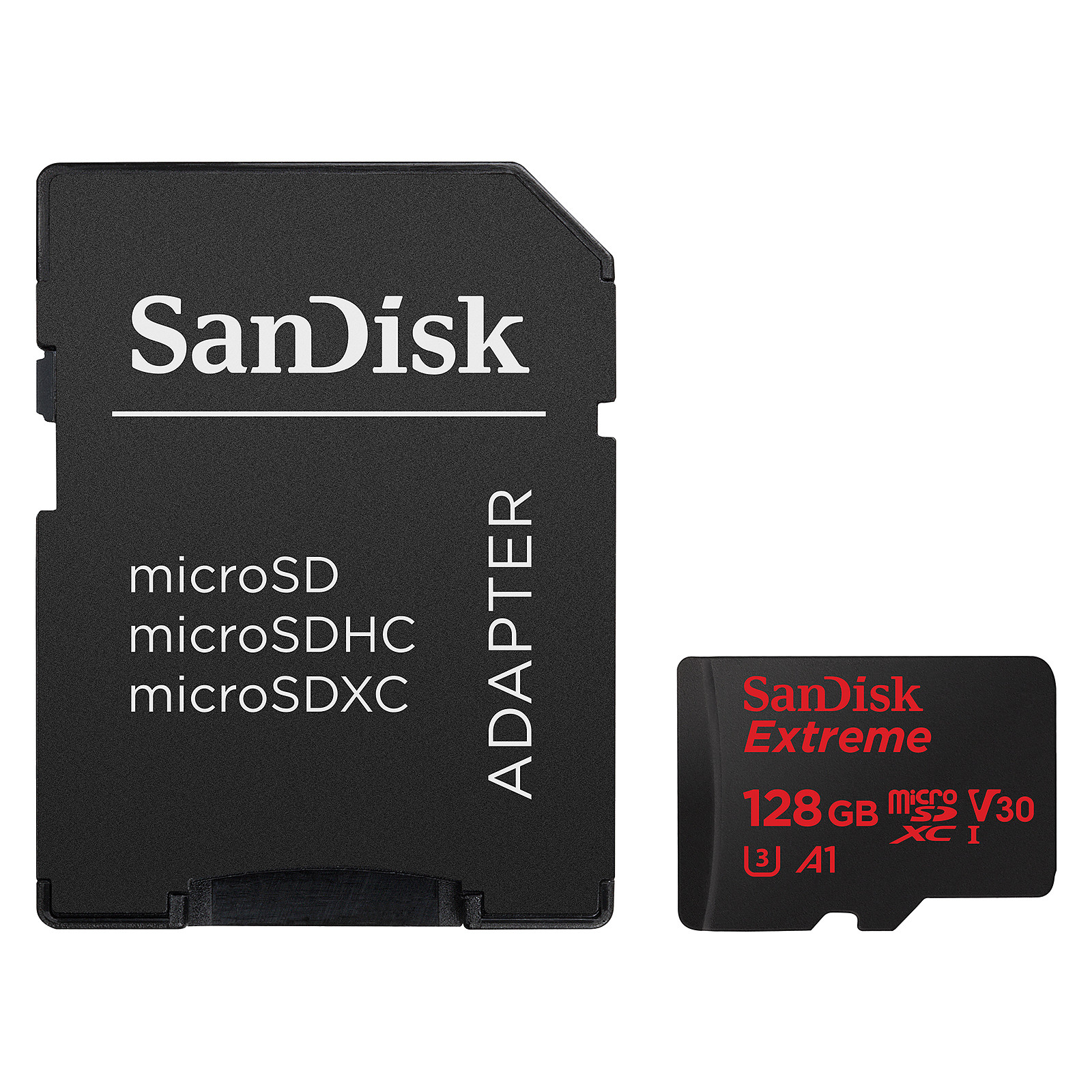 SanDisk Extreme microSDXC UHS-I U3 V30 128 Go + Adaptateur SD - Carte memoire Sandisk