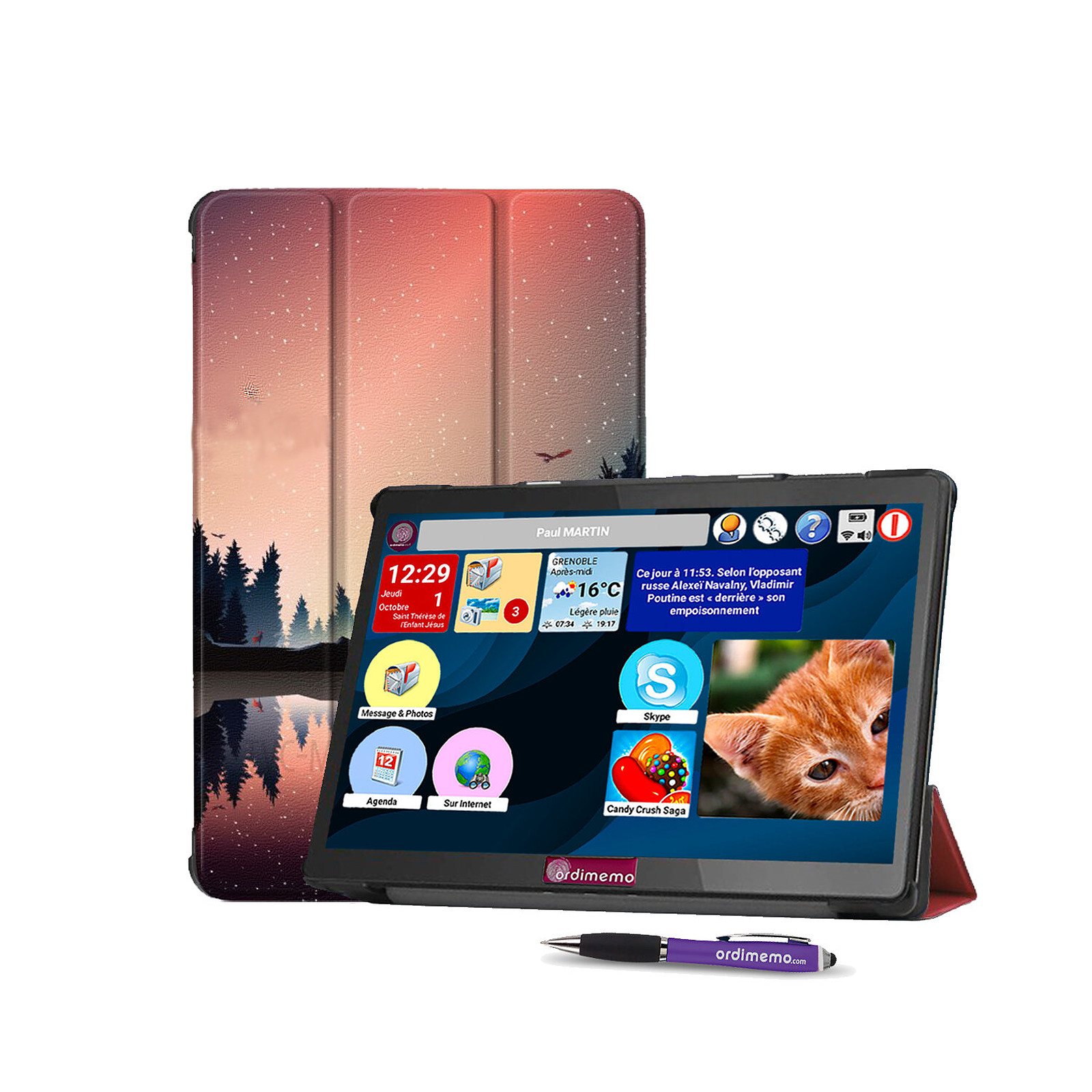 Pack Ordimemo iZitab4 10 ALOA HDP 10.1" 4/64 Go WiFi 4G Coque Stylet - Tablette tactile Ordimemo
