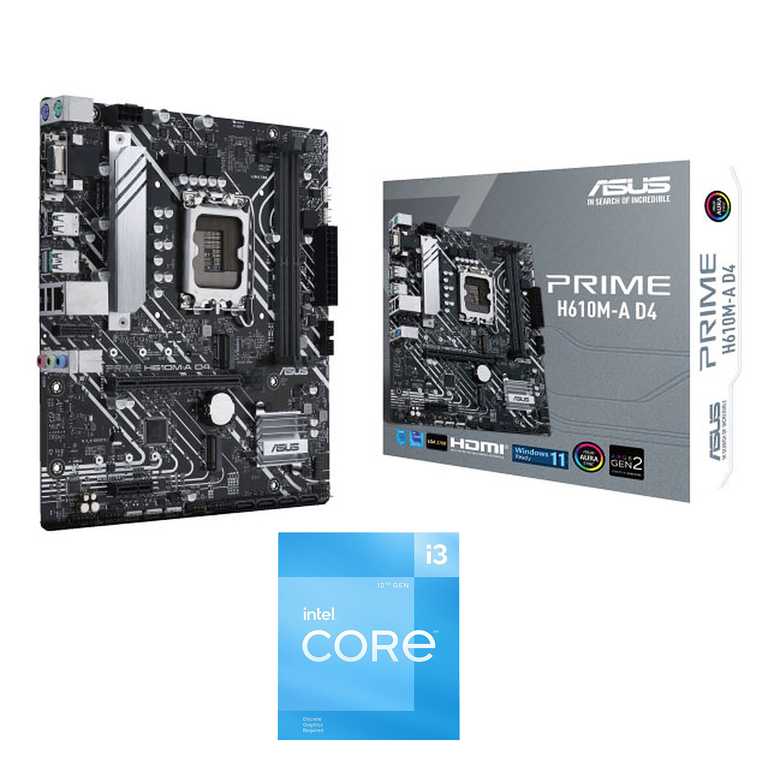 Kit Upgrade PC Core Intel Core i3-12100F ASUS PRIME H610M-A D4 - Kit upgrade PC ASUS