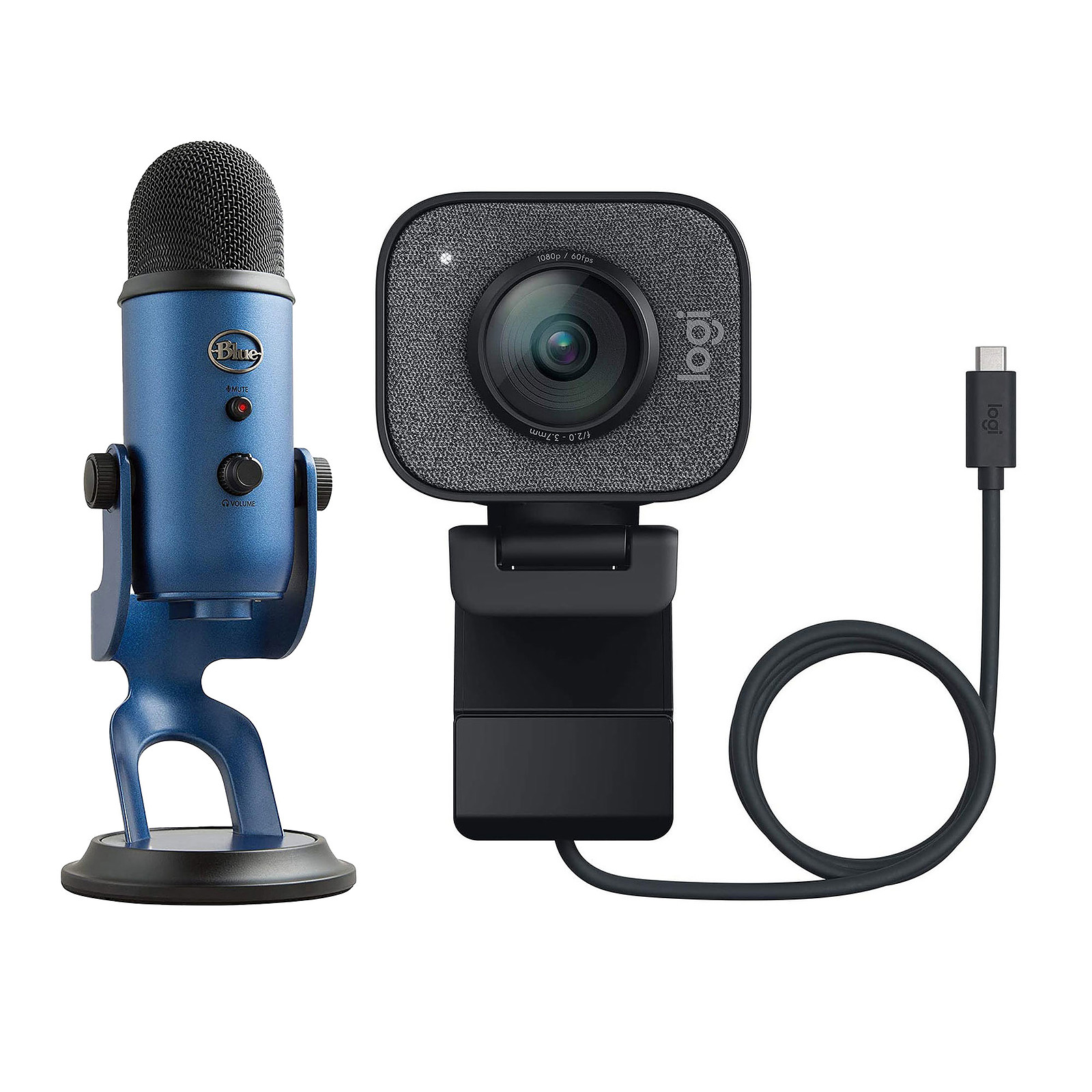 Logitech StreamCam (Noir) + Blue Microphones Yeti (Bleu Nuit) - Webcam Logitech