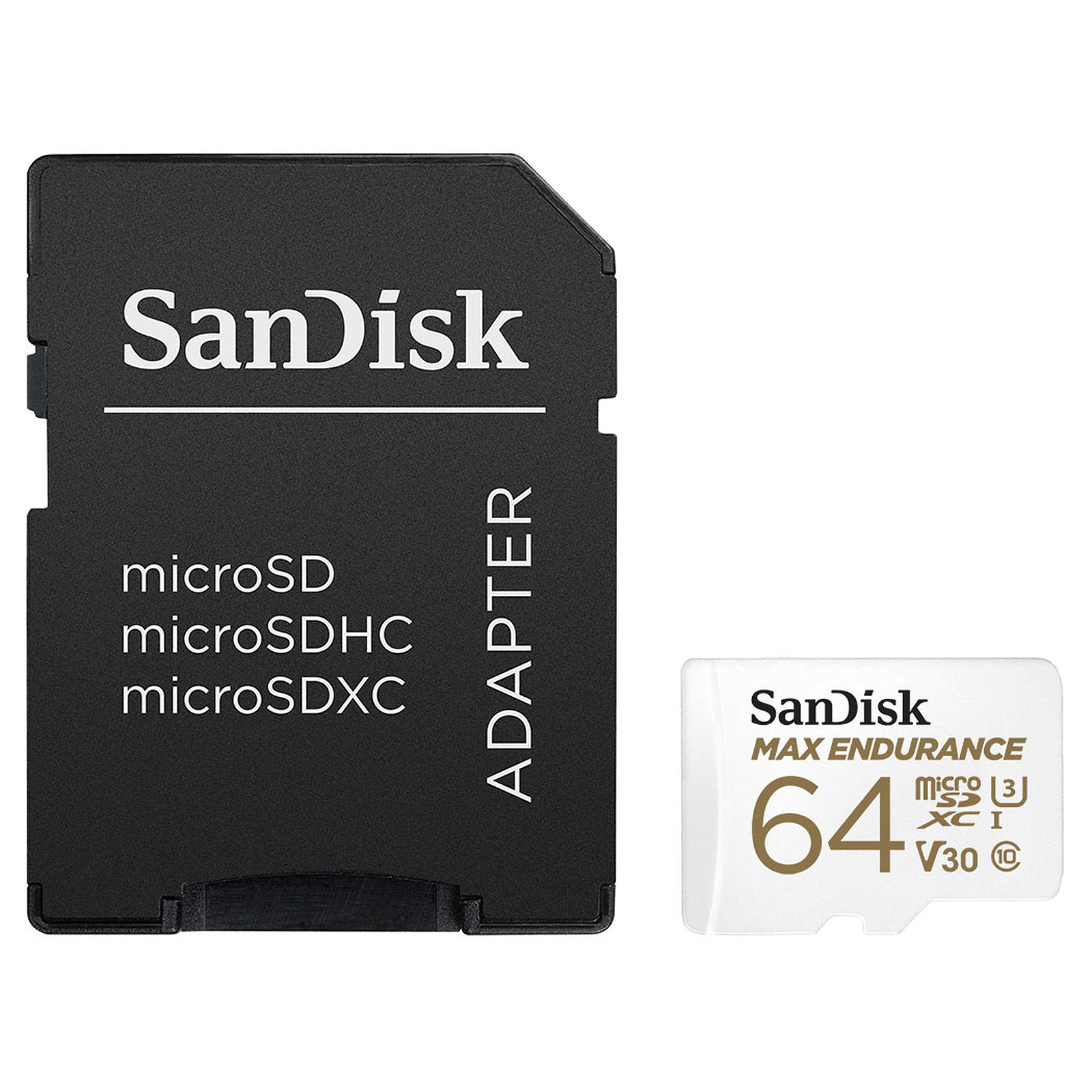 SanDisk Max Endurance microSDXC UHS-I U3 V30 64 Go + Adaptateur SD - Carte memoire Sandisk