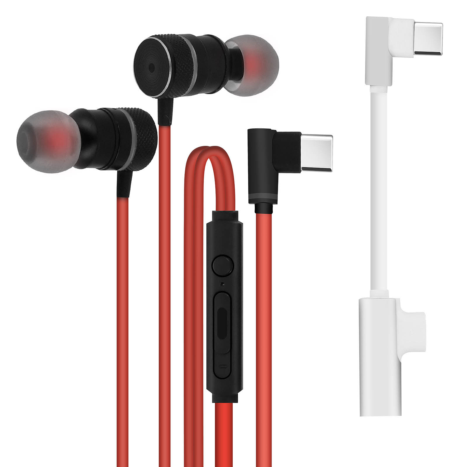 Avizar acouteurs Gaming Filaires USB Type C Intra-auriculaires Magnetiques Rouge - Kit pieton et Casque Avizar