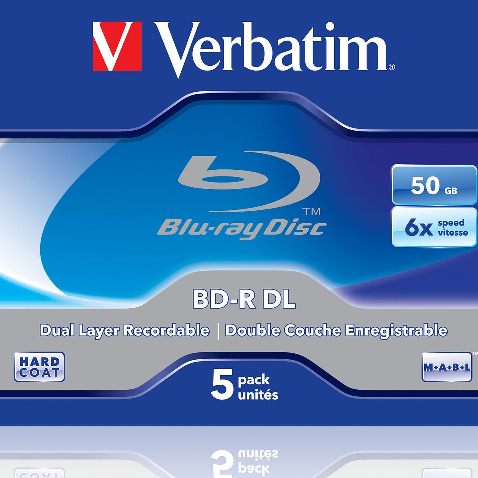 Verbatim BD-R DL 50 Go certifie 6x pack de 5 - Blu-ray vierge Verbatim