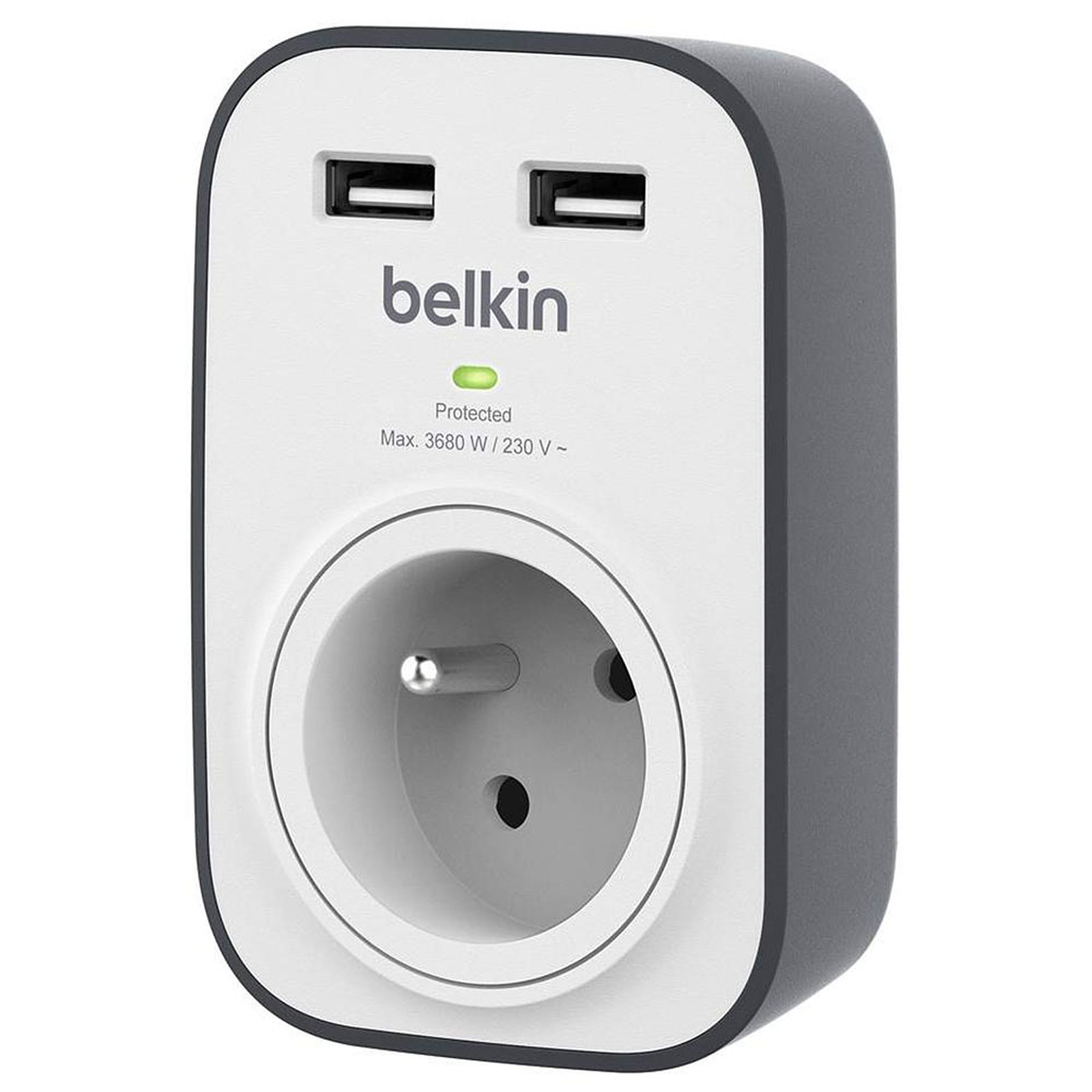 Belkin Prise parafoudre SurgeCube + 2 ports USB pour charge 2,4 A - Prise parafoudre Belkin