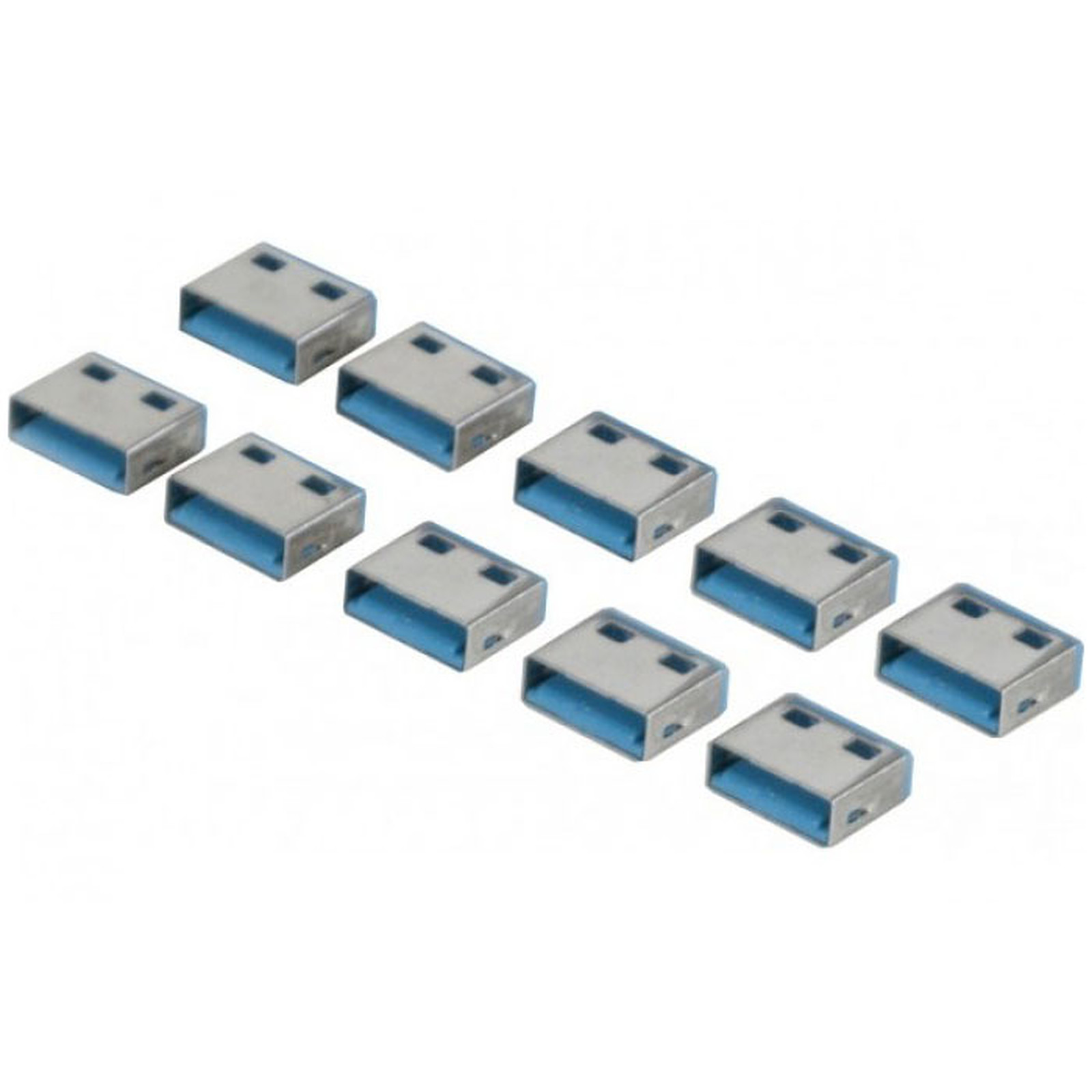 Bouchons de verrouillage pour 10 ports USB (bleu) - USB Generique