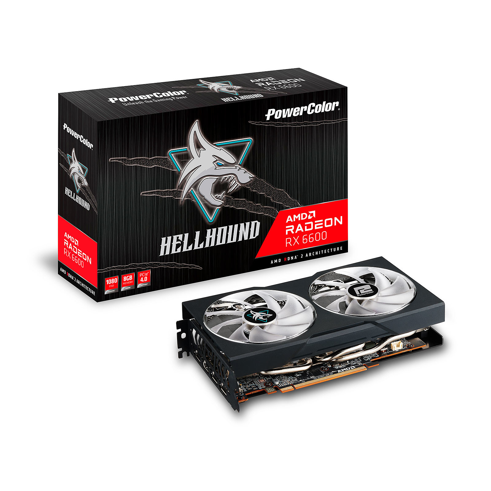PowerColor Hellhound AMD Radeon RX 6600 8GB GDDR6 - Carte graphique PowerColor