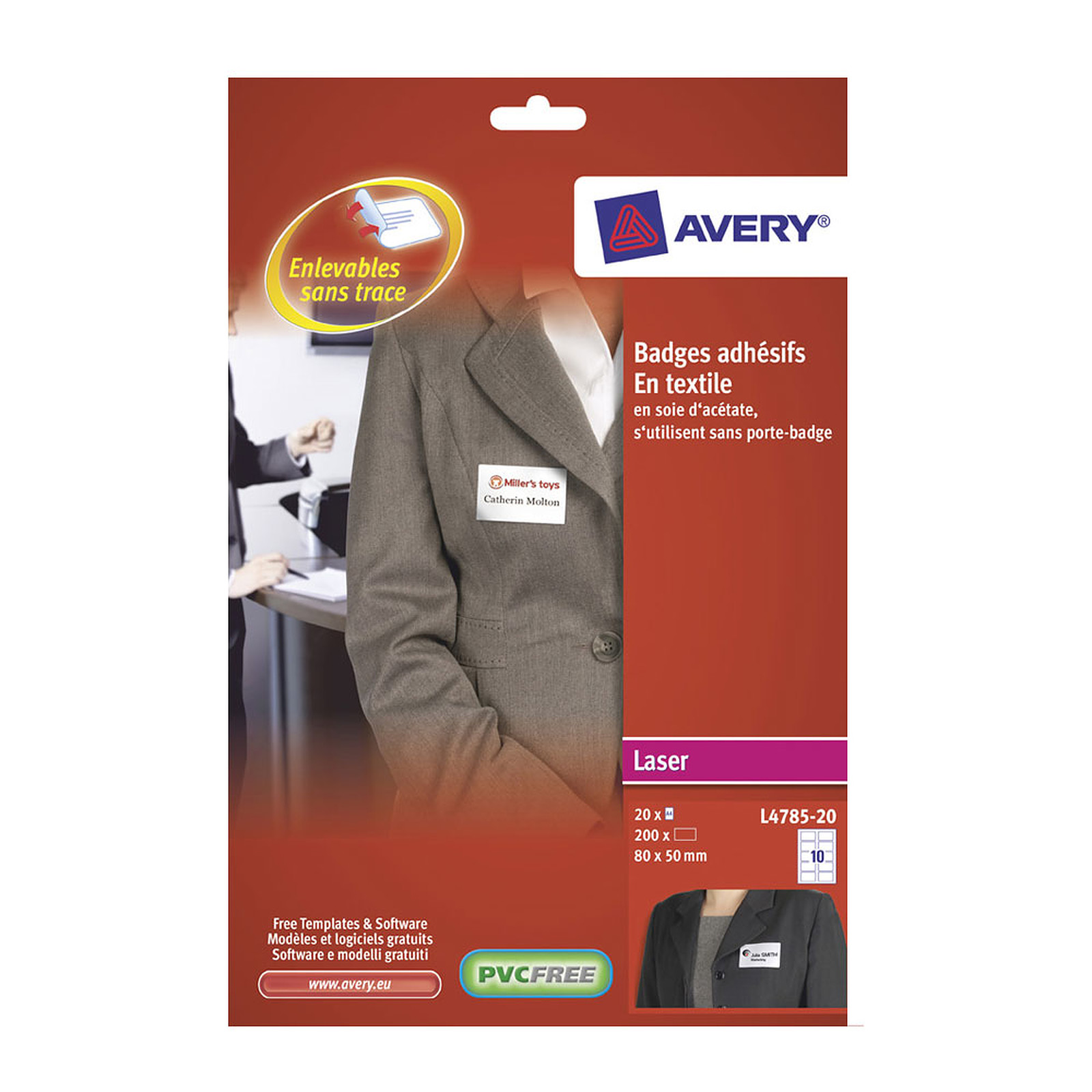 Avery Badges adhesifs en soie d'acetate x 200 - Etiquette Avery