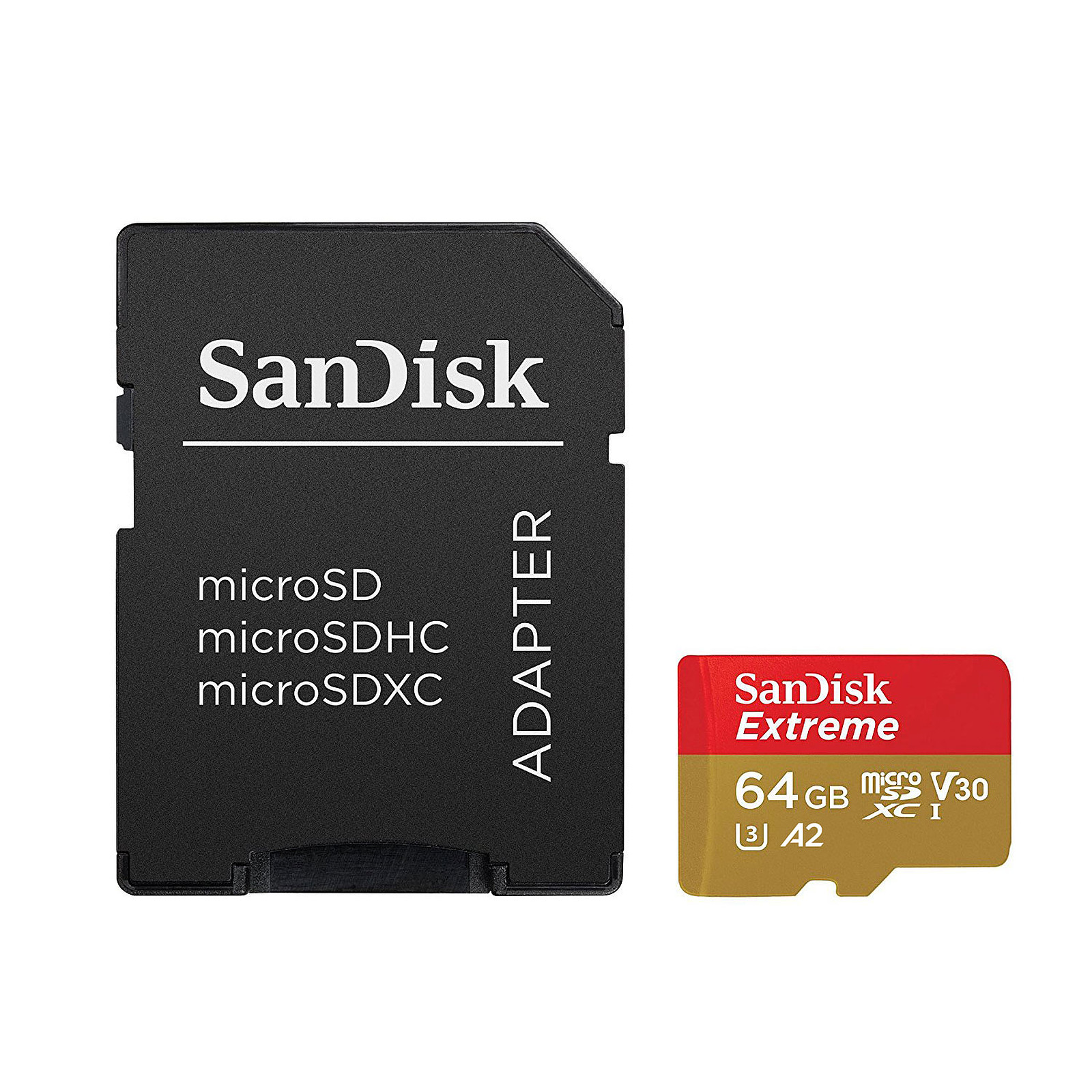 SanDisk Extreme microSDXC UHS-I U3 V30 64 Go + Adaptateur SD - Carte memoire Sandisk