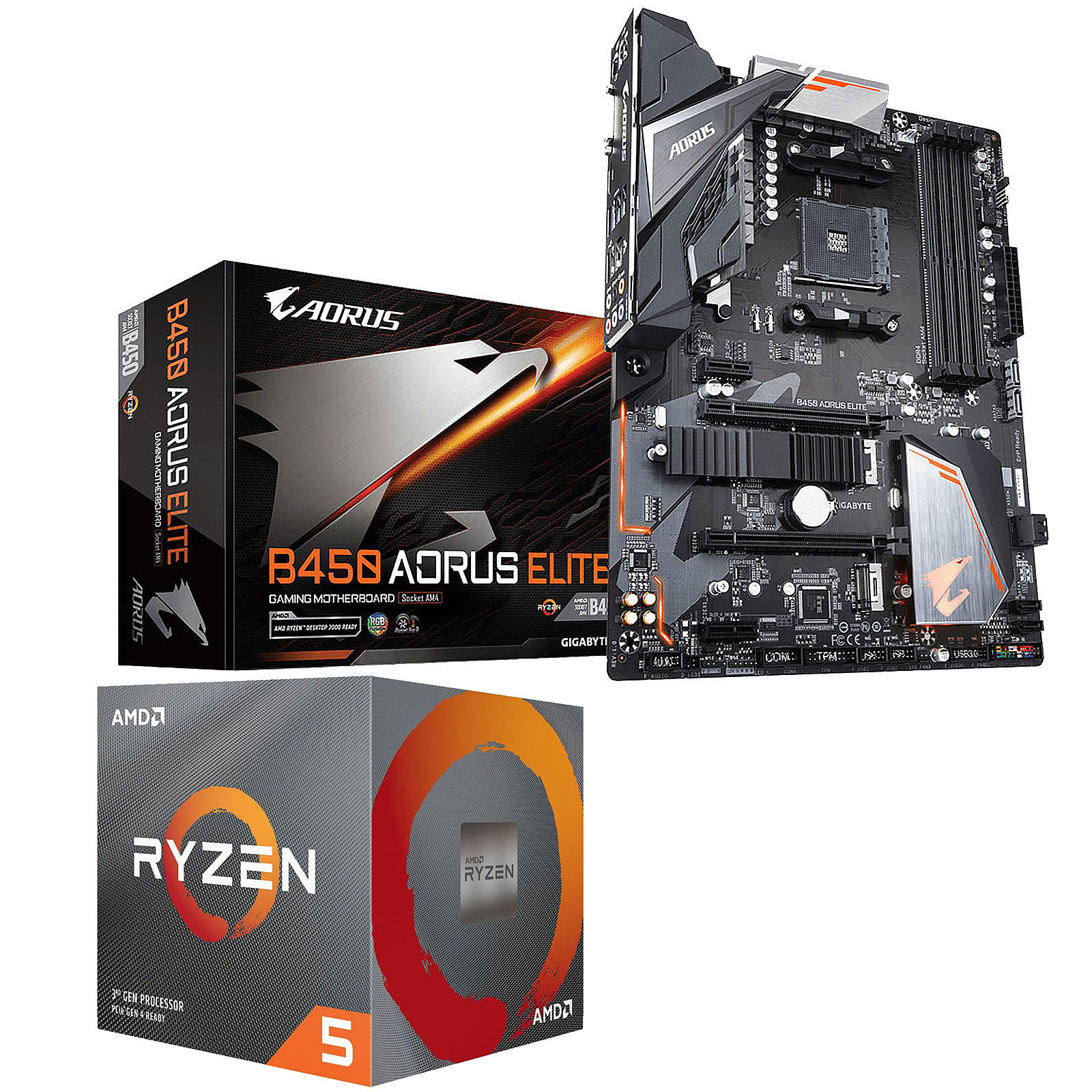 Kit Upgrade PC AMD Ryzen 5 3600 Gigabyte B450 AORUS ELITE - Kit upgrade PC Gigabyte