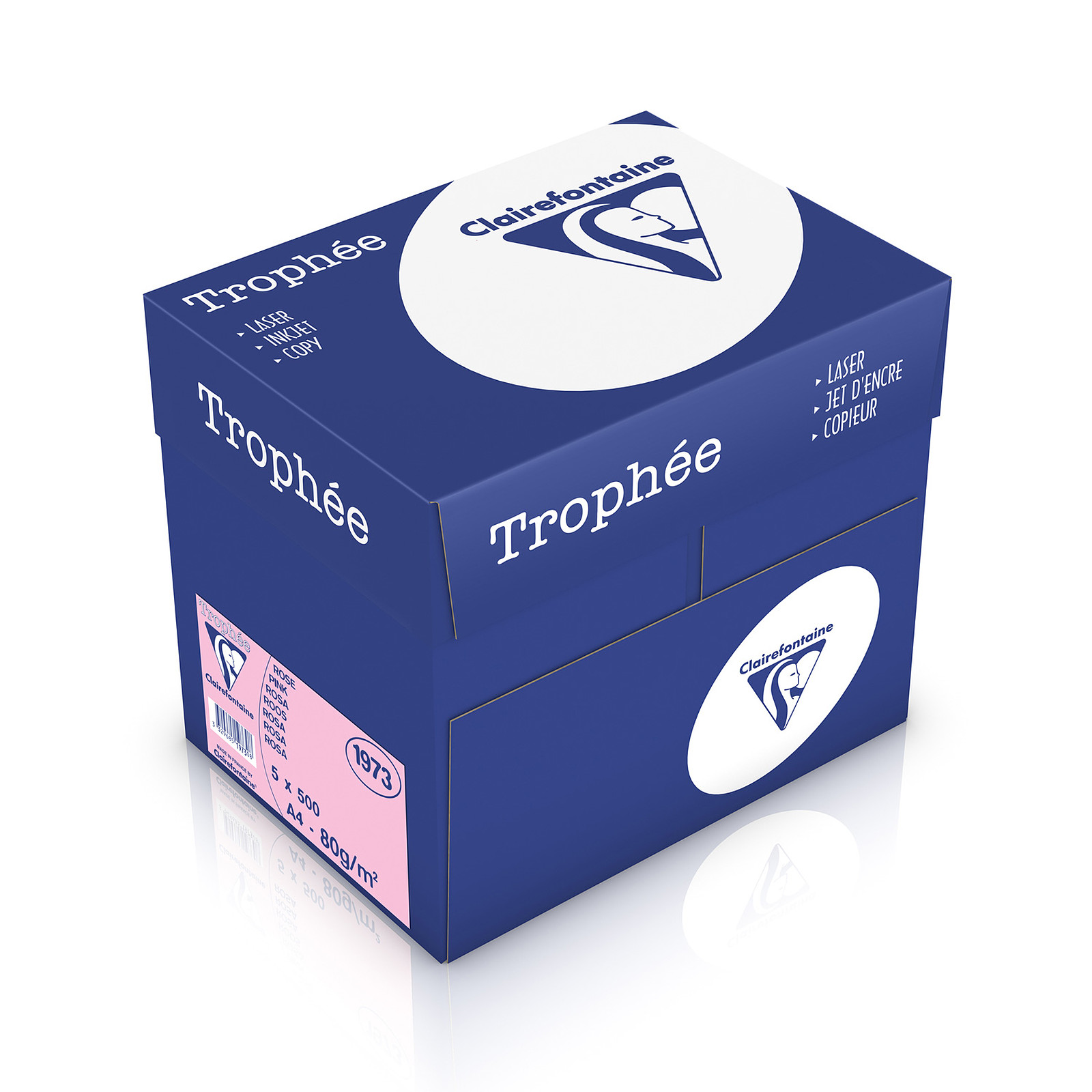 Clairefontaine Trophee A4 Ramette 500 feuilles 80g Rose X5 - Ramette de papier Clairefontaine
