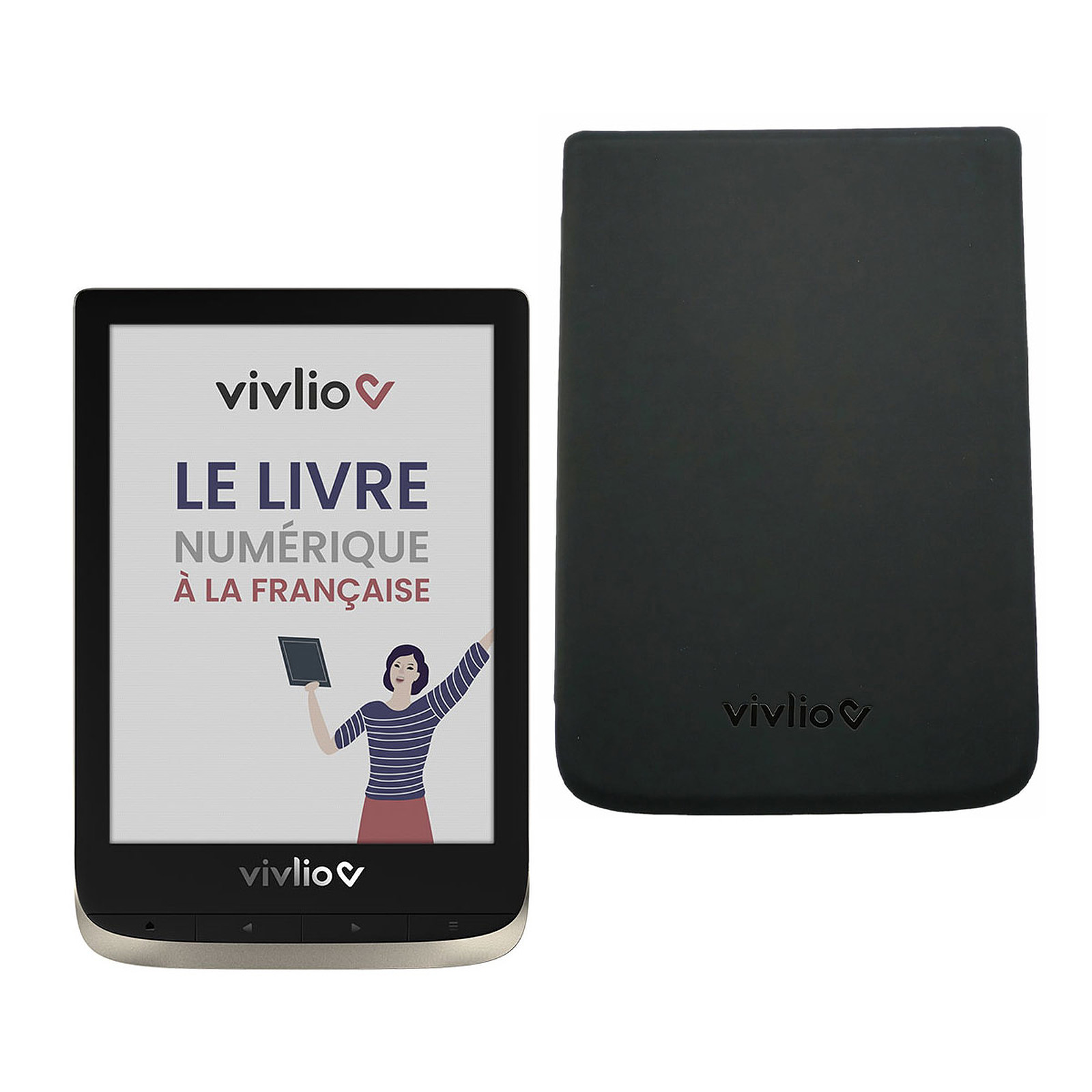 Vivlio Color + Pack d'eBooks OFFERT + Housse Noire - Liseuse eBook Vivlio
