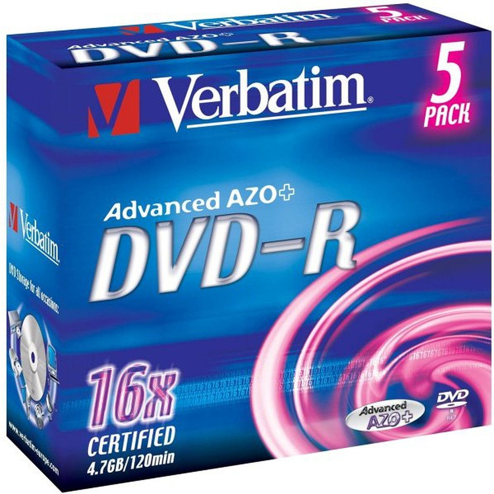 Verbatim DVD-R 4.7 Go 16x (par 5, boite) - DVD vierge Verbatim