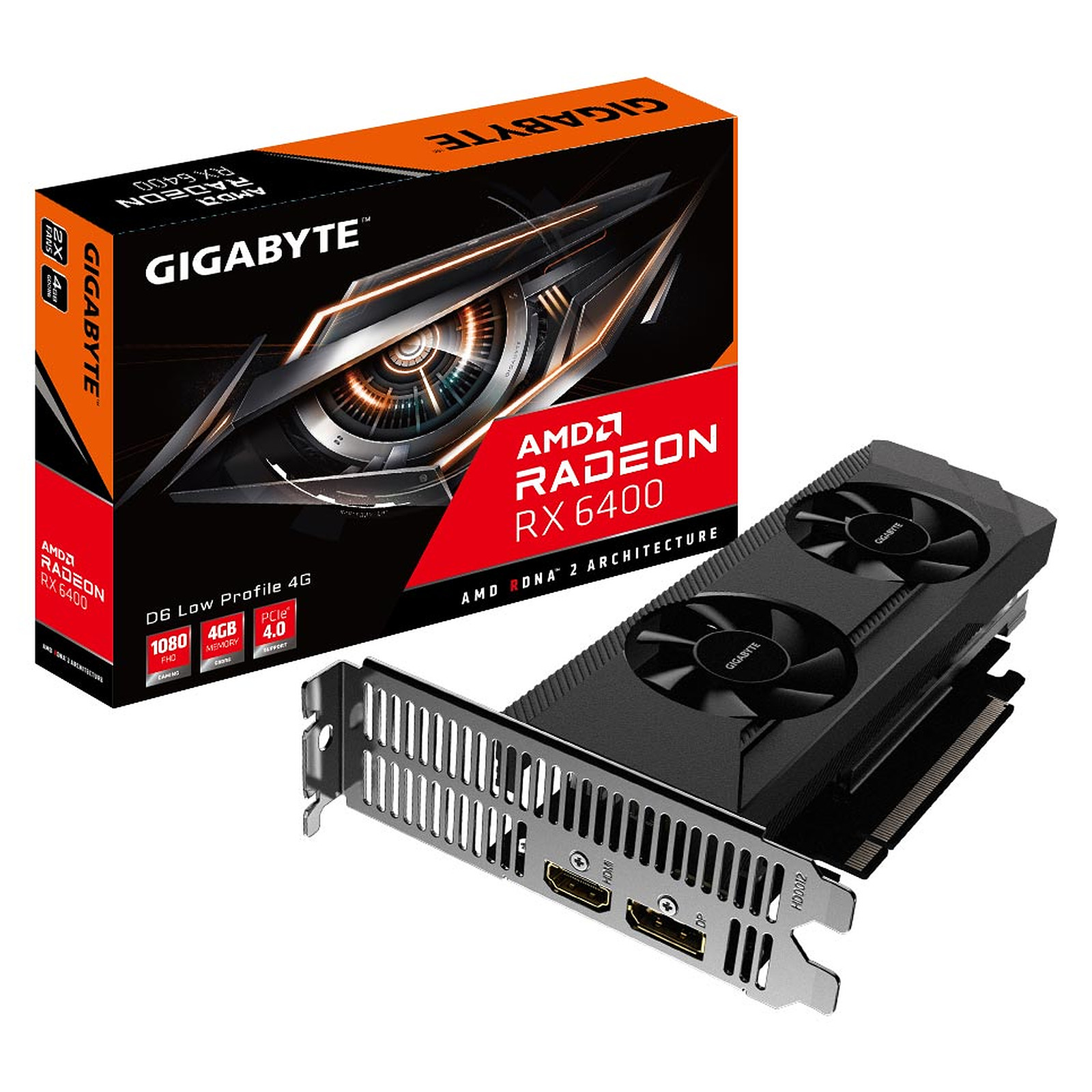 Gigabyte Radeon RX 6400 D6 Low Profile 4G - Carte graphique Gigabyte