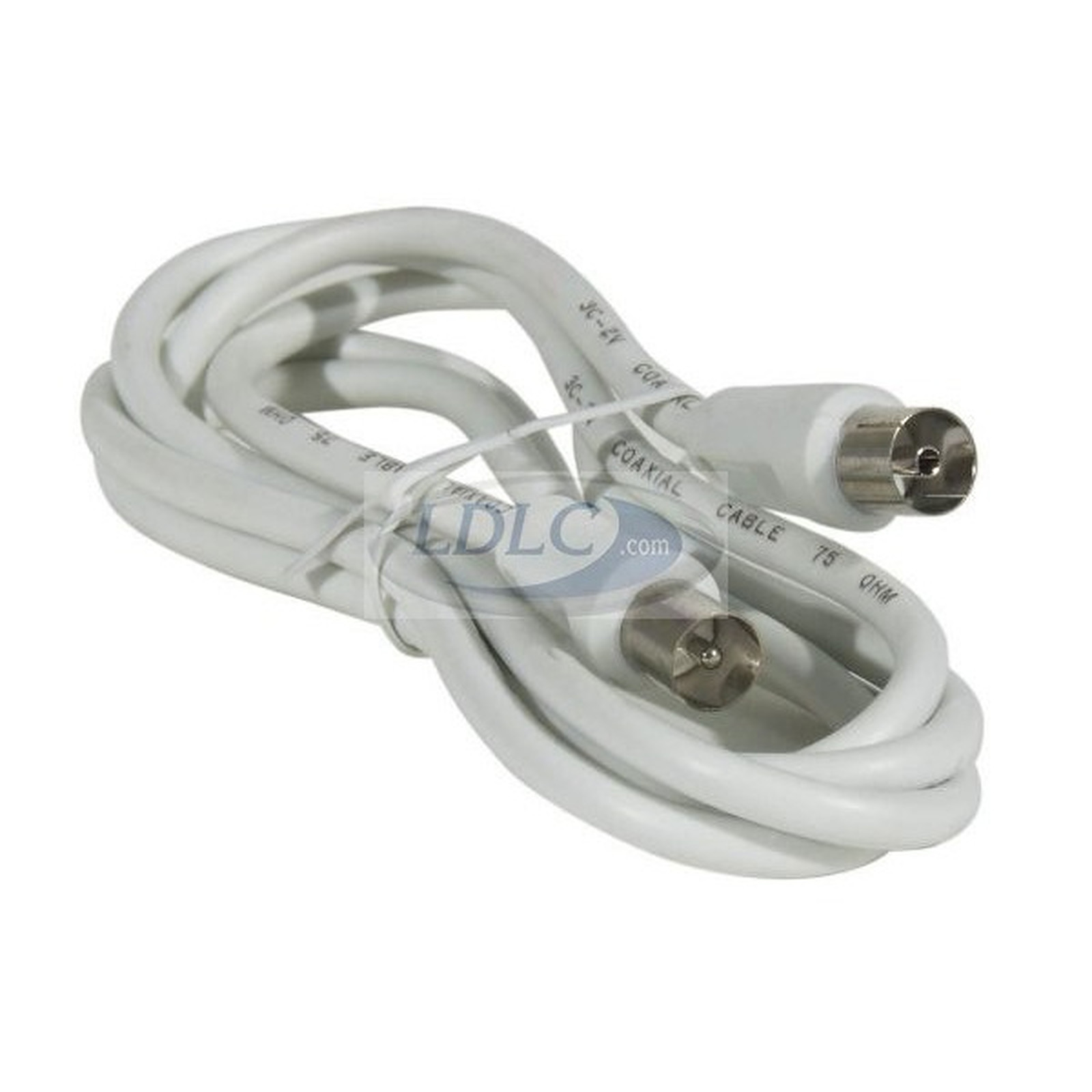 Cable coaxial male/femelle pour antenne TV (10 mètres) - (coloris blanc) - Cable antenne TV Generique